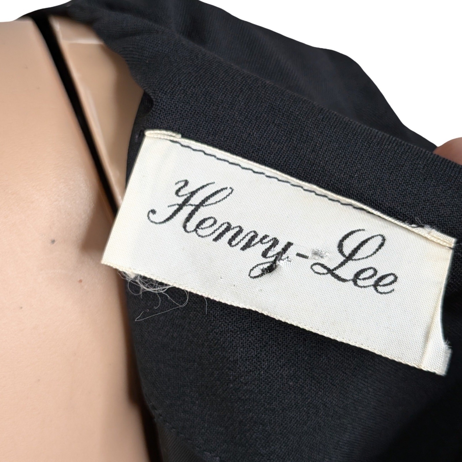 Vtg 50s Henry Lee Black Sheath Dress M Mid-Century Pinup Hourglass Rockabilly