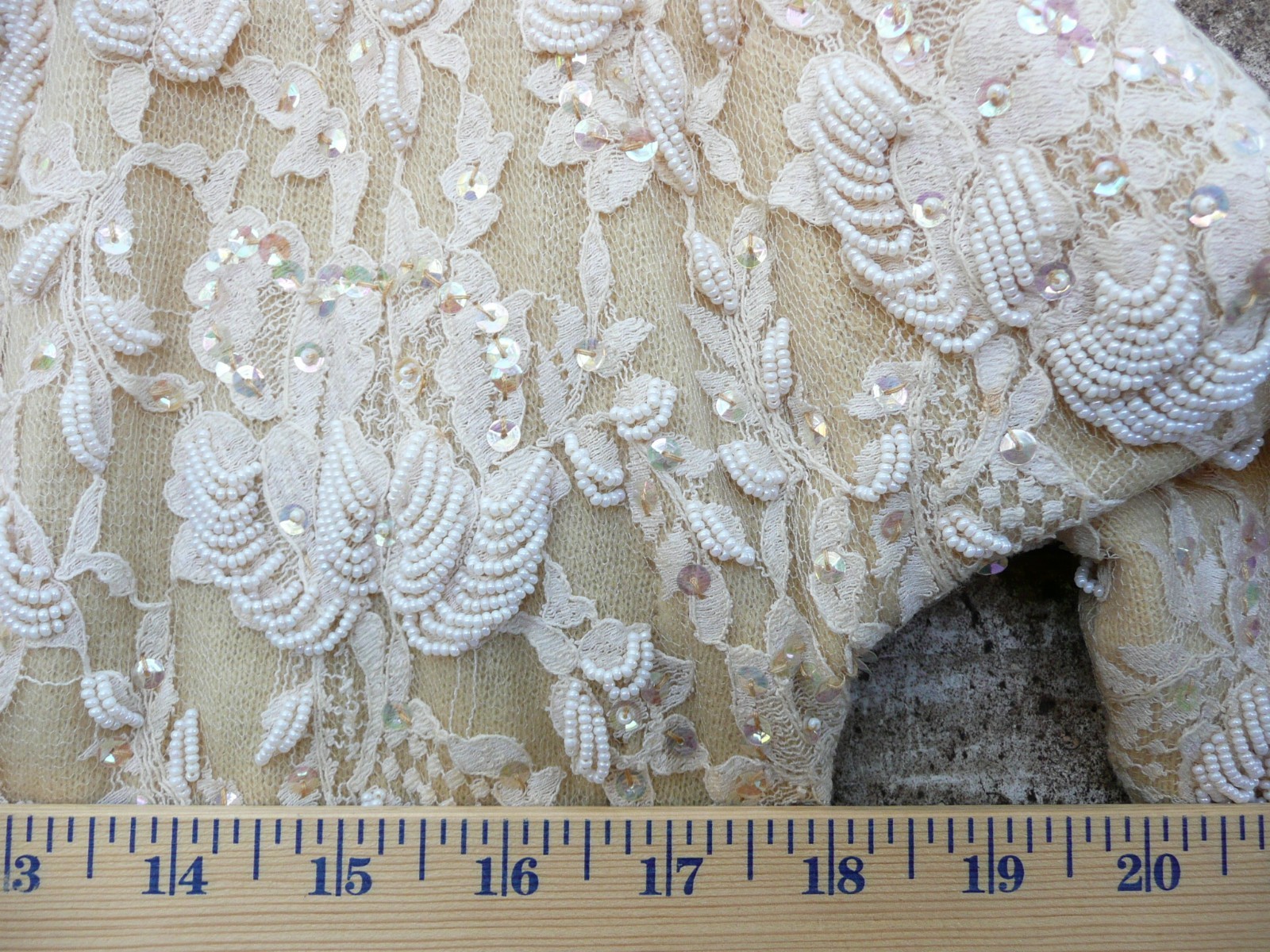 Vintage Golden Phoenix Distressed Ivory Hand Beaded Sweater Size 10 Lamb’s Wool