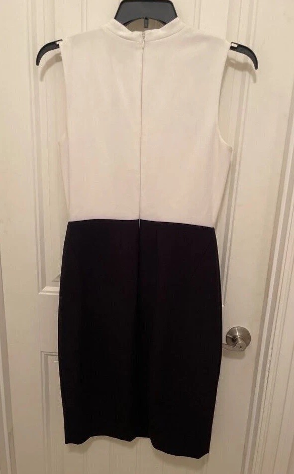 Tahari Arthur S. Levine Sleeveless Colorblock Dress Size 6 Black & White