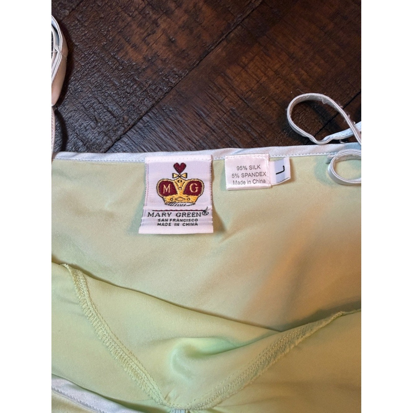 Mary Green Silk Cami Y2K Pale Green Satin Slip Top S