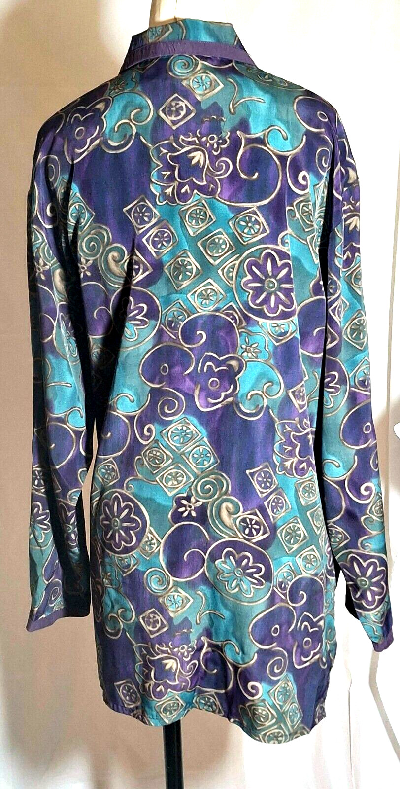 Vintage Collections Internationale 1980s Big Shirt Tunic Blouse Purples Size M
