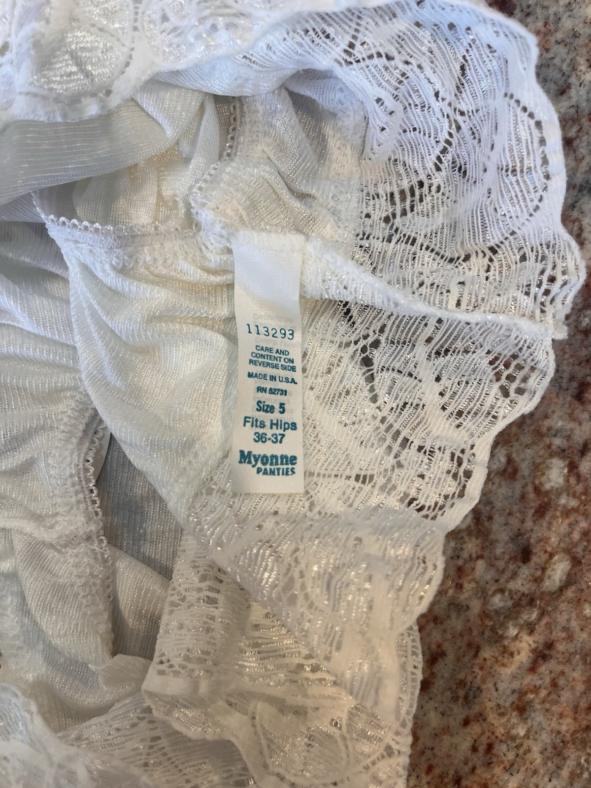 Vintage NWT Myonne White High Leg Lace Trim Nylon Panties Underwear Sz 5