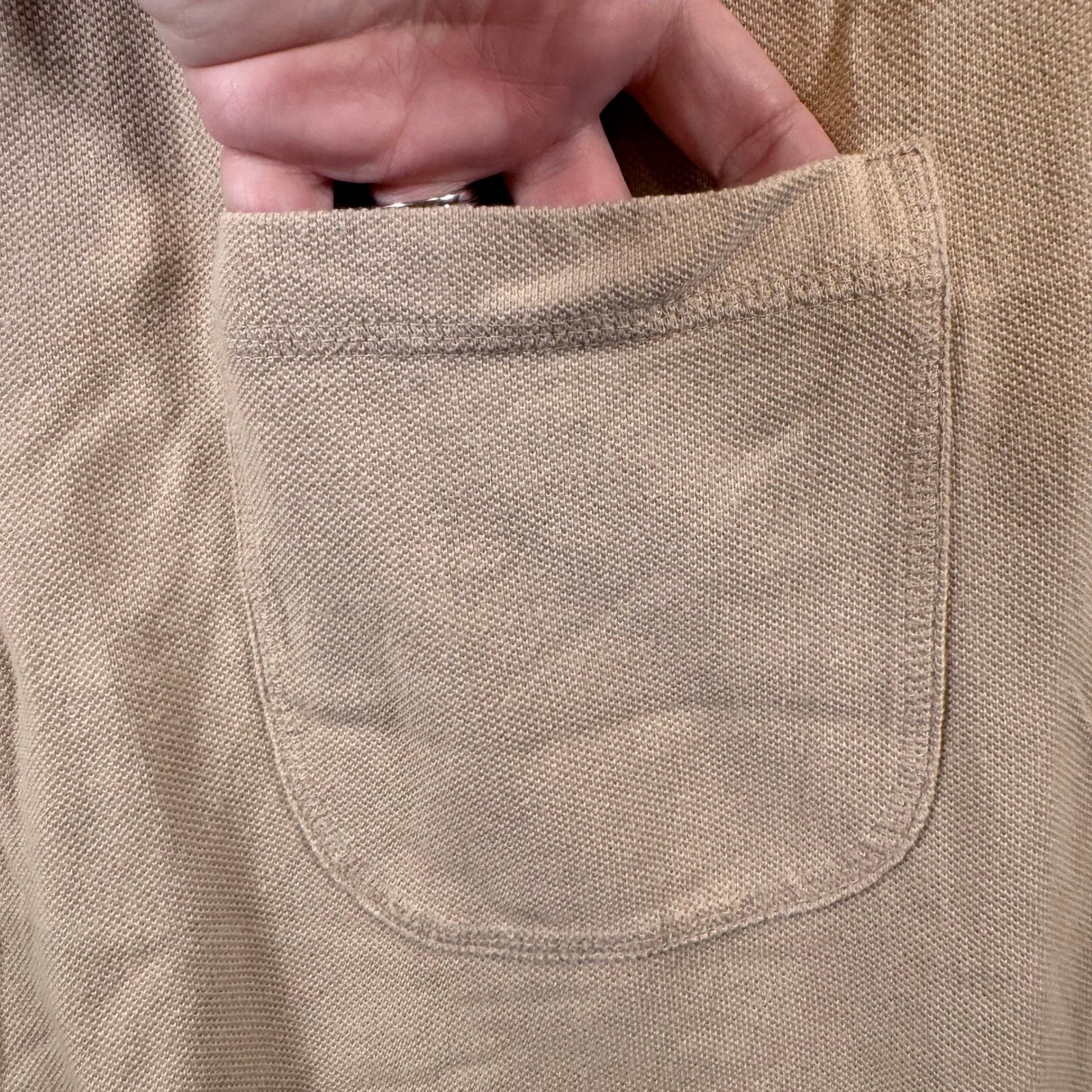 Vtg Henley Jumper Dress Womens XL Pique Knit Pocket Tan Utility Teacher 90s Maxi