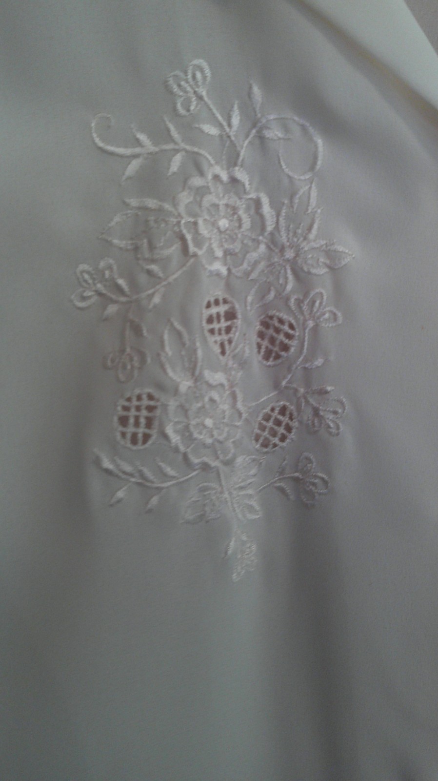 Vintage Puccini Sheer Embroidered Floral Top – Off White – 100% Polyester