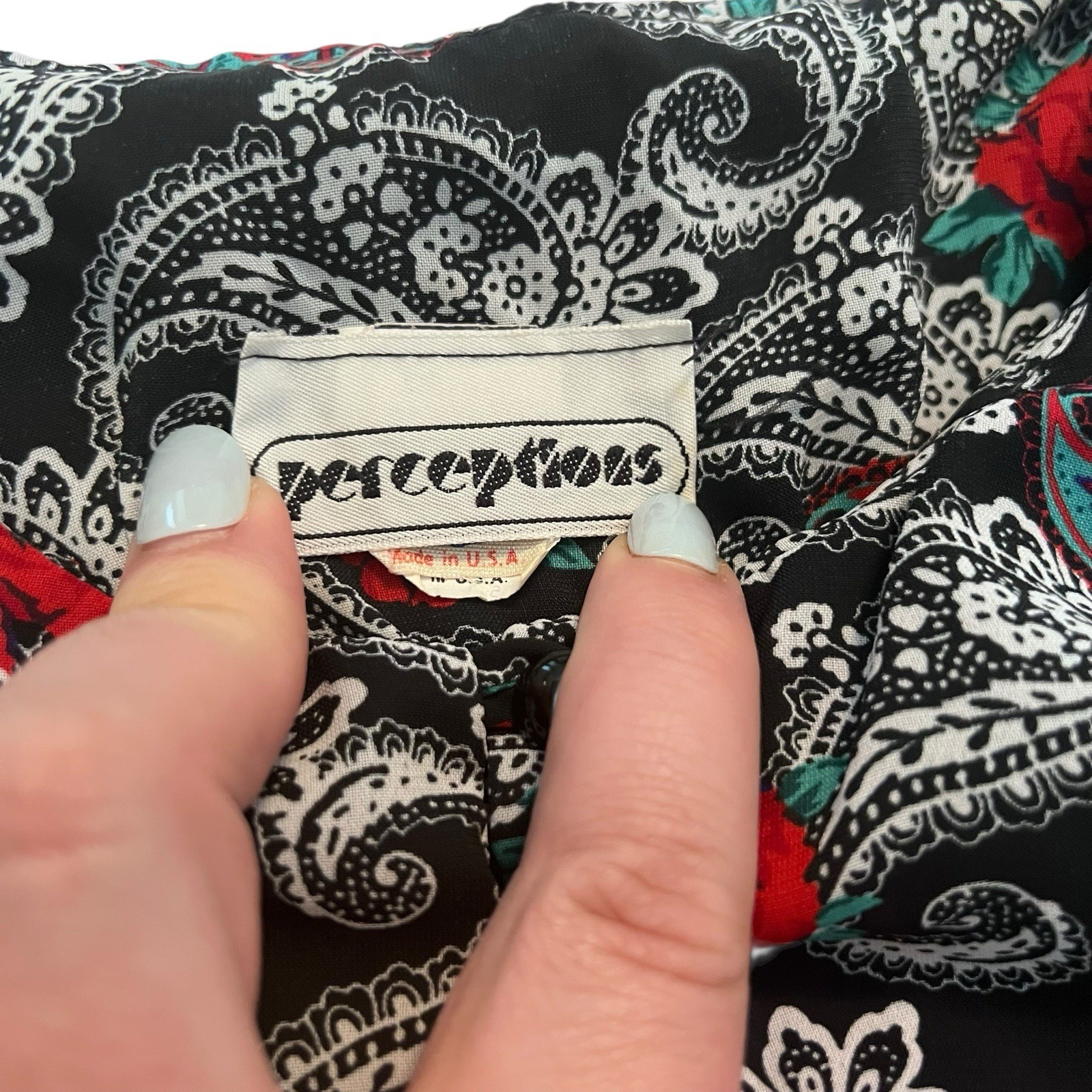 Vintage Perceptions Union Made Dress – Paisley Rose Print, 70s/80s Boho Midi