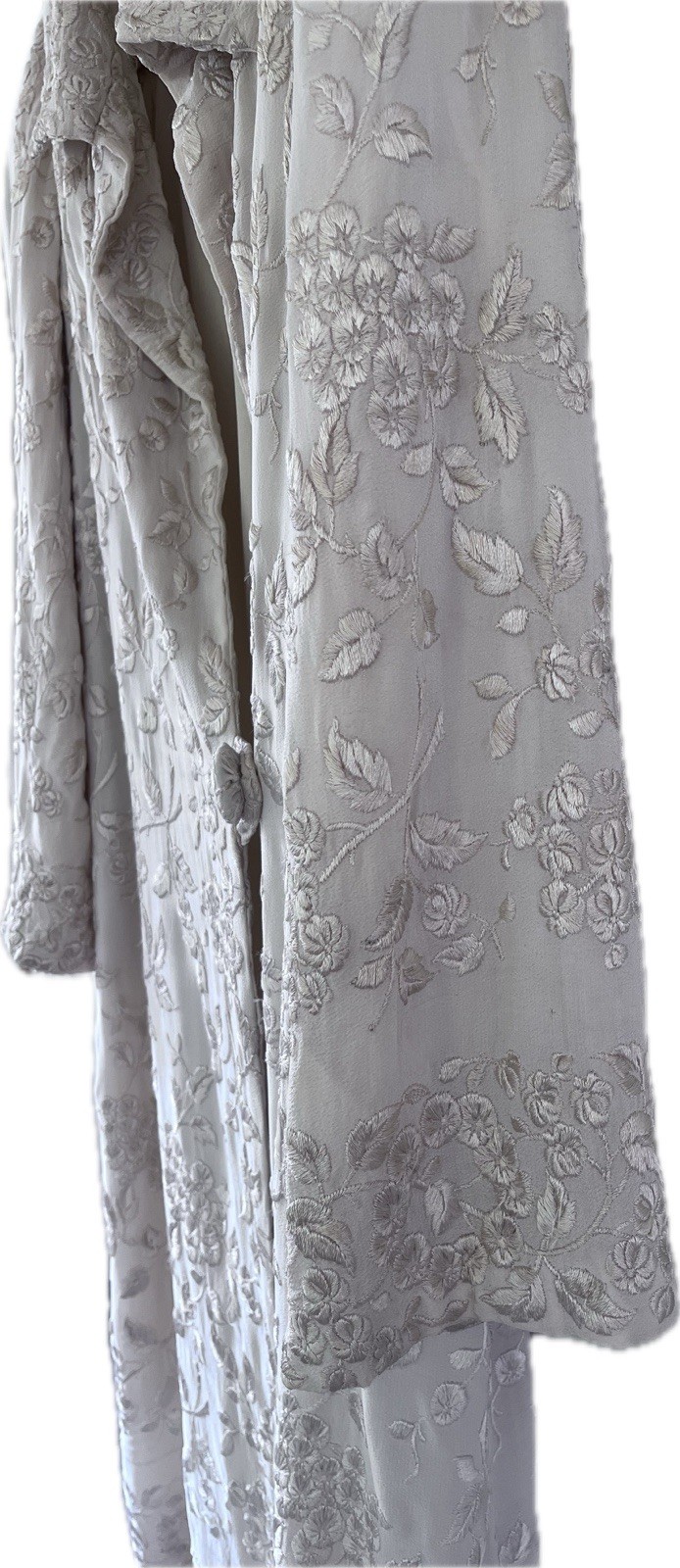 1920s Art Deco Vintage Embroidered Blush Silk Coat Attributed To House Of Lanvin