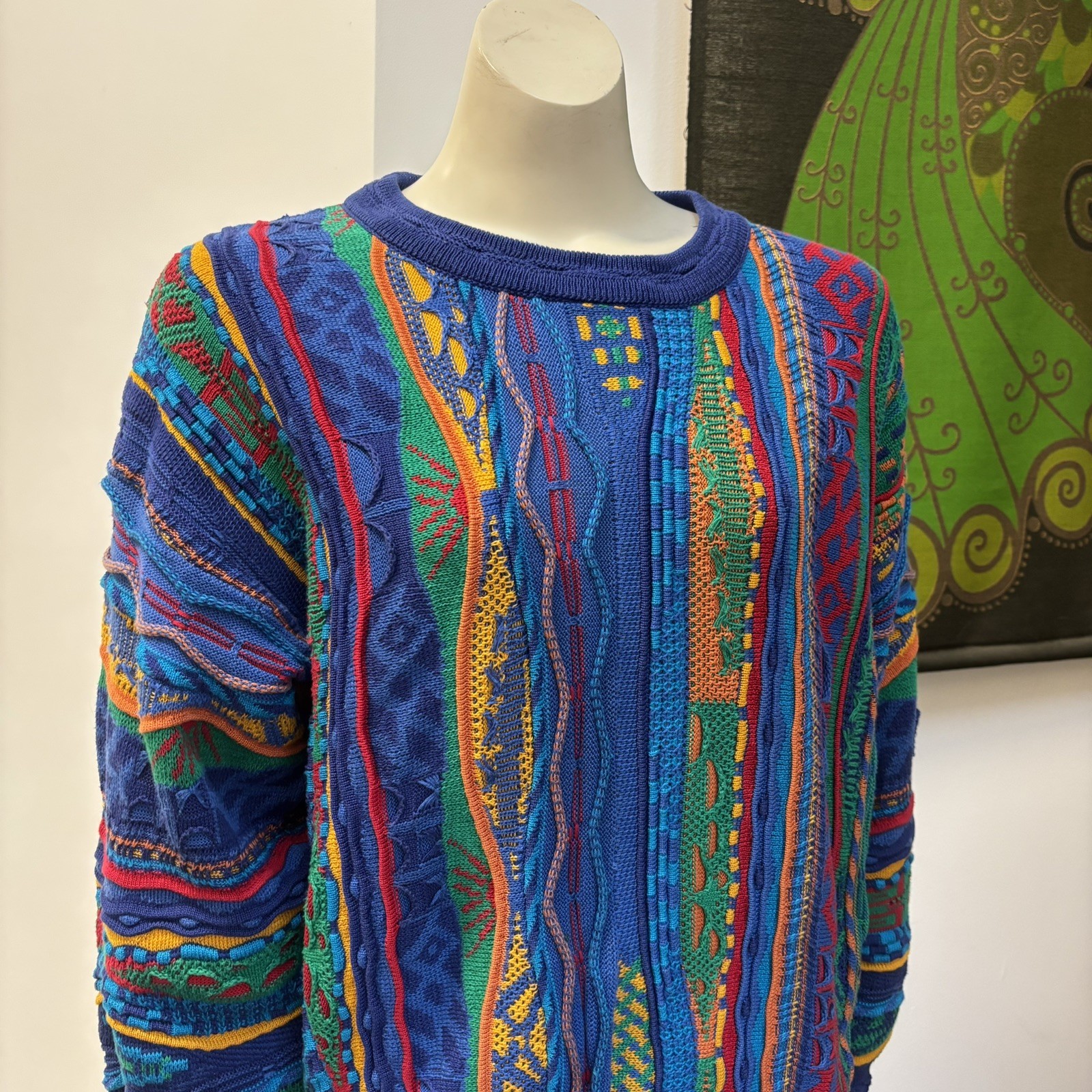 Vintage EMAROO colourful Coogi style pure cotton knit jumper S
