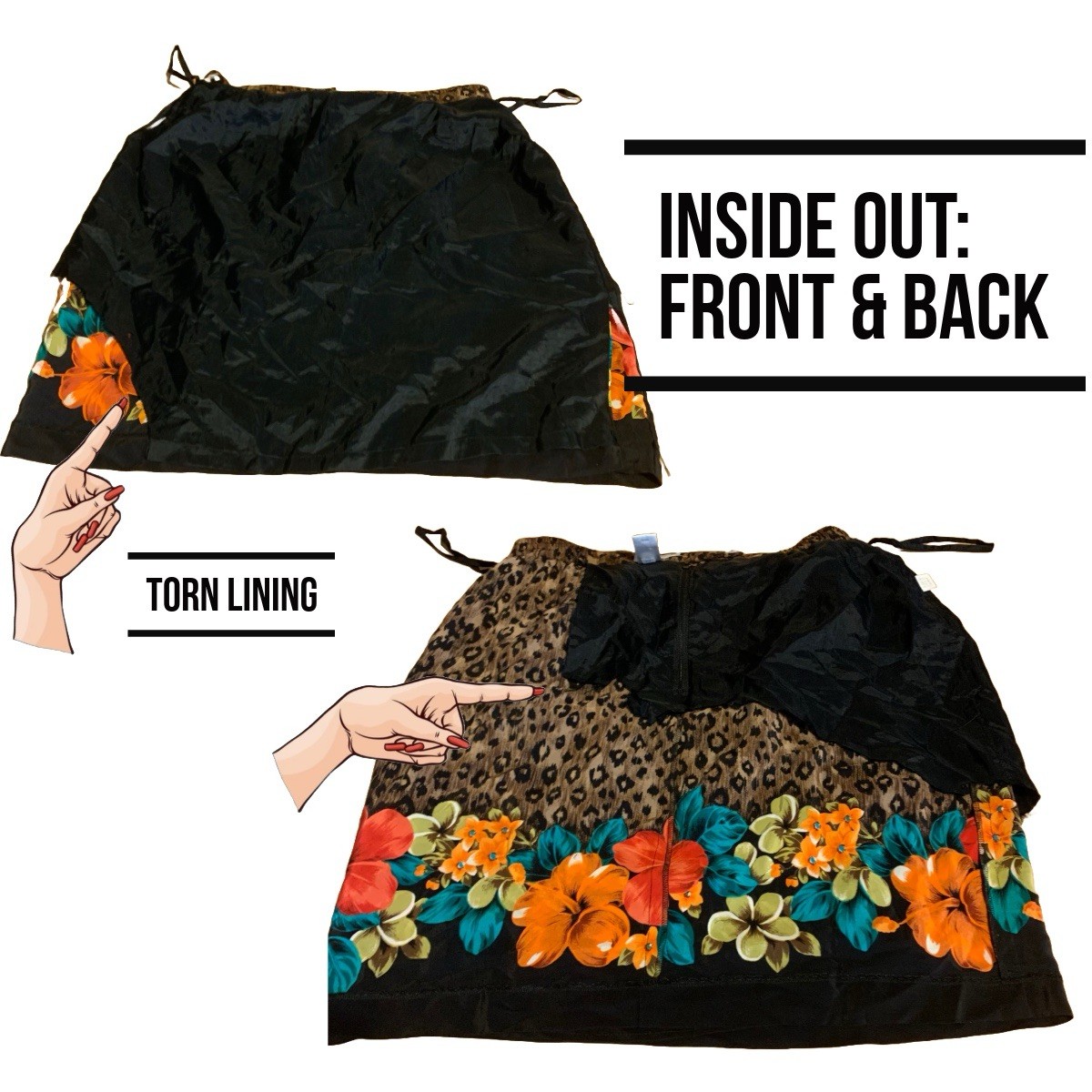 VINTAGE CIRCA 1980’S JAQUELINE FERRAR FLORAL & ANIMAL PRINT SILK SKIRT SZ 16