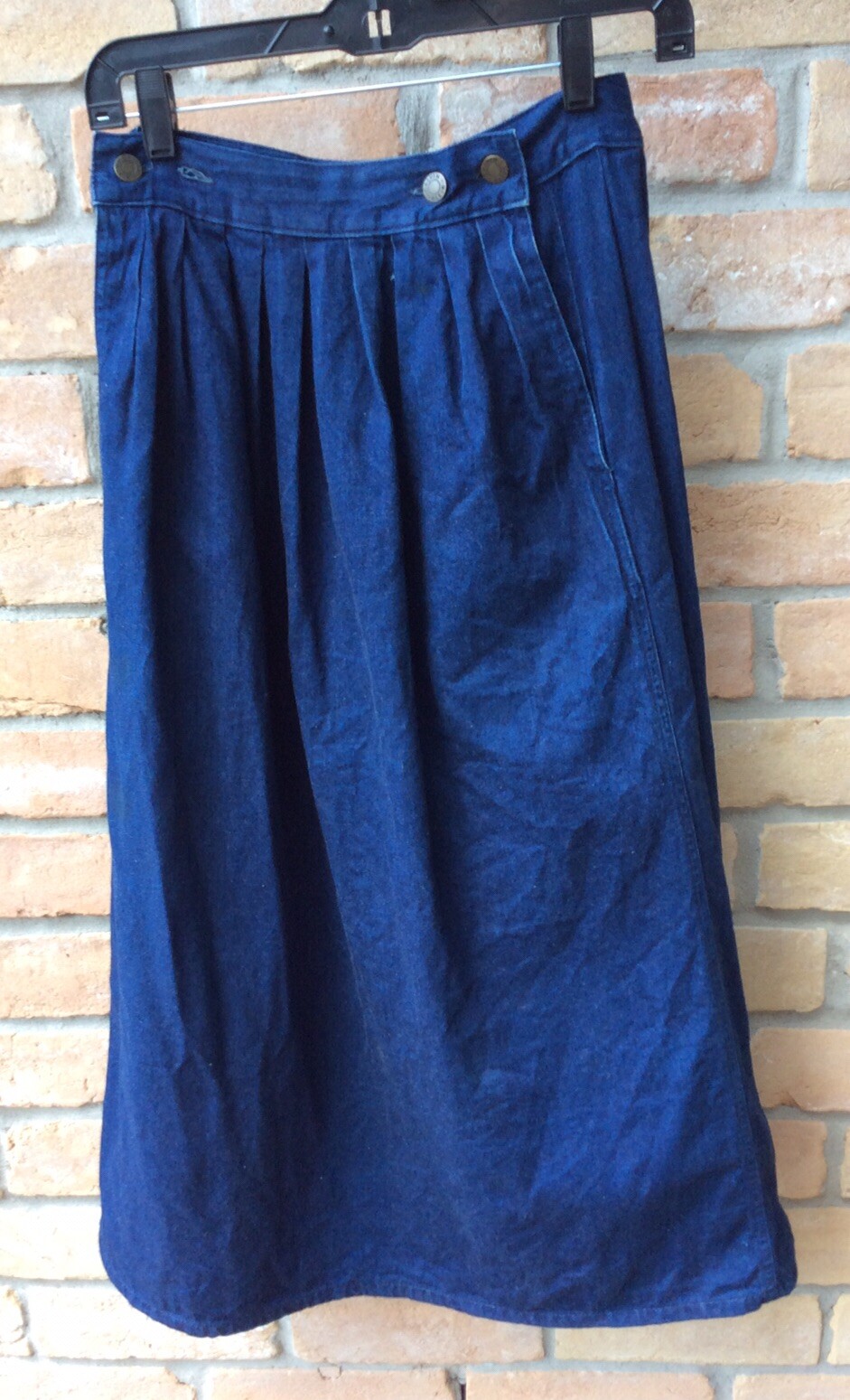 VTG 80s Calvin Klein Blue Denim Midi Skirt Sz 4 XS 24.5″-25″W 34″L JAPAN MADE