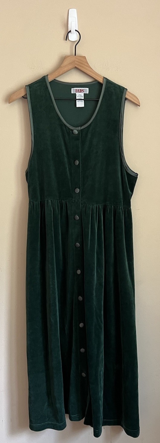 Dress Overall Jumper Vintage 80s 90s Velour Holiday Womens Size Medium PM