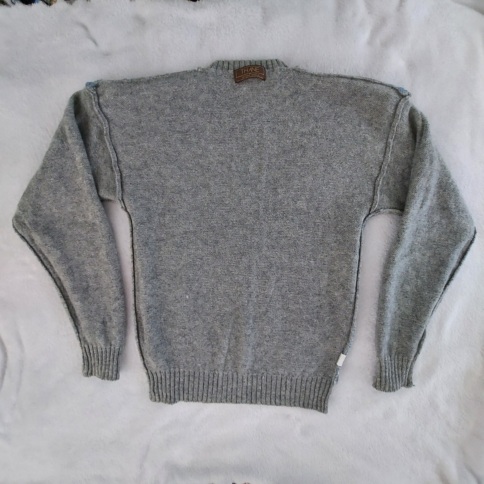 Vintage 1990s Thane Snow Flake Color Block Wool Sweater, S/M