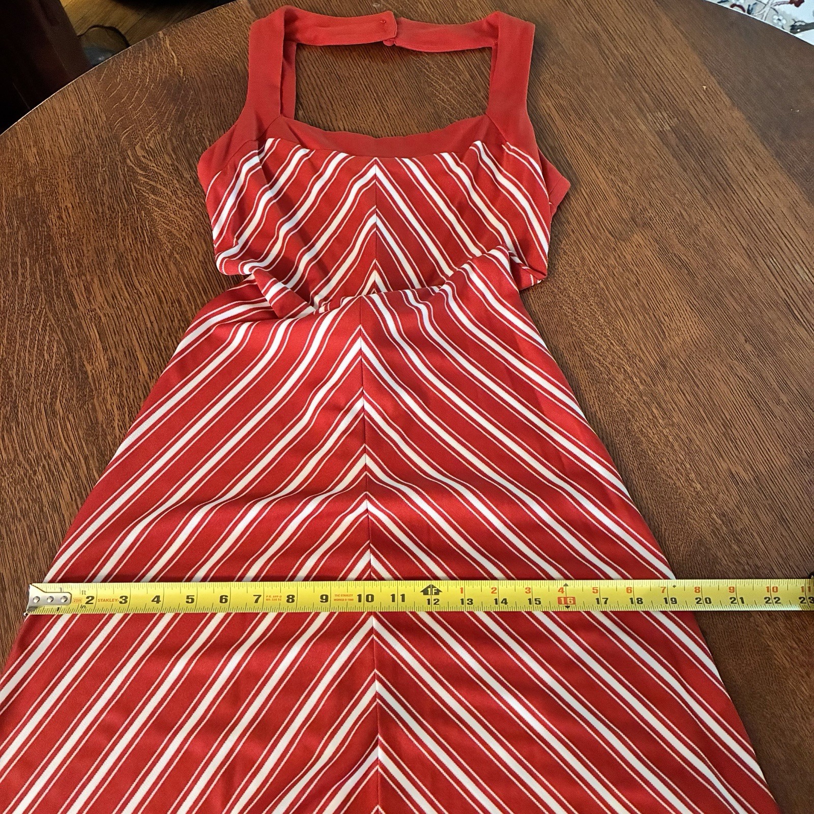 Vintage Sleeveless Trolley Car Maxi Dress Candy Cane Chevron Stripes Small