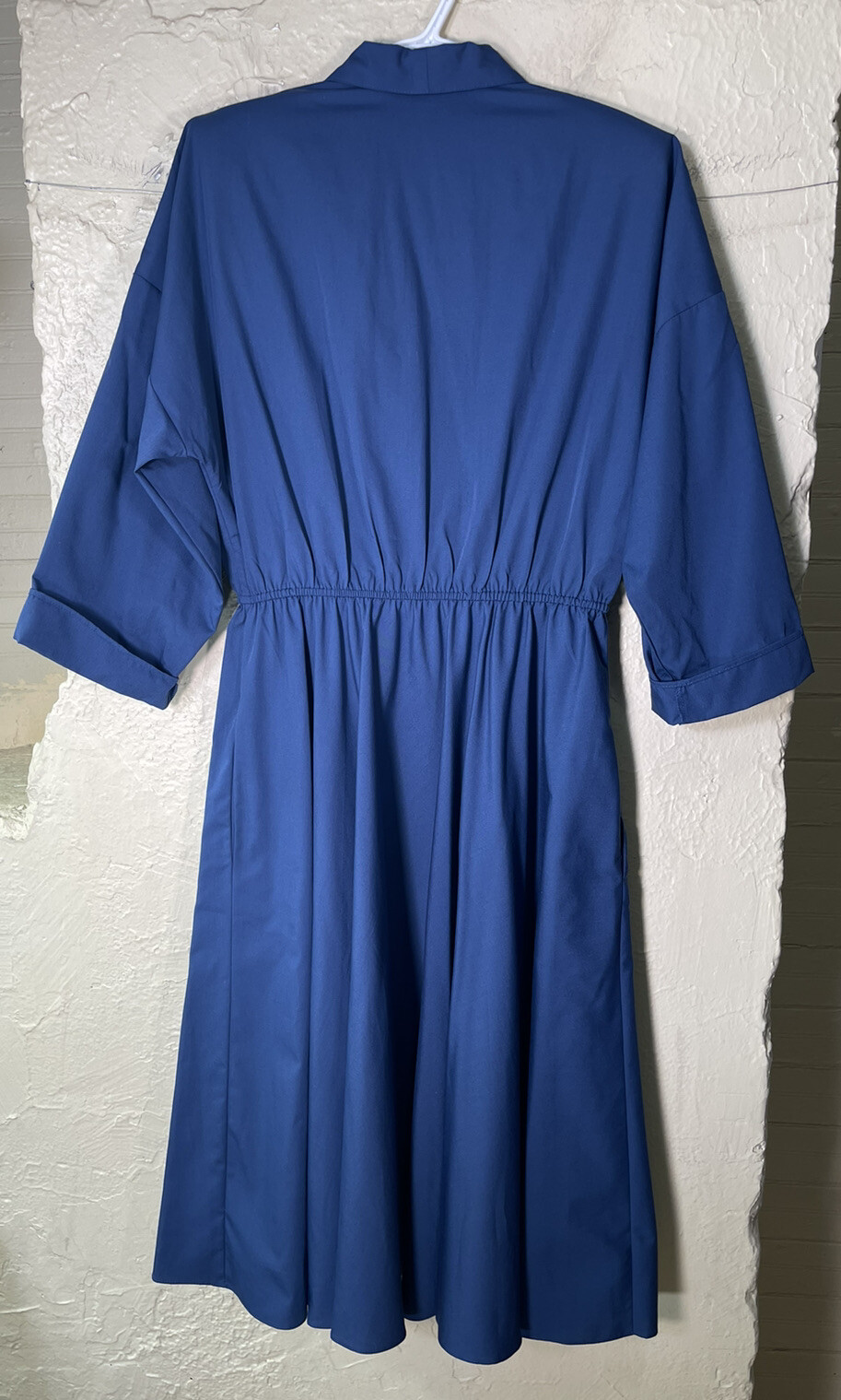 Vintage The American Shirt Dress Womens Sz 16 Navy Blue Long Sleeve Made USA