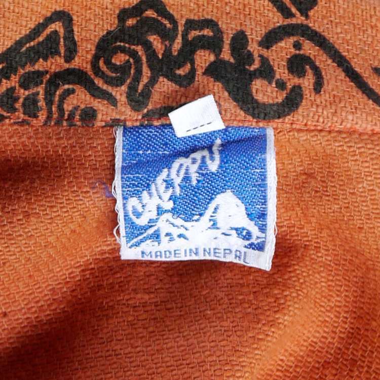 Vtg Hippie Festival Tribal Jacket Mandarin Carved Bone Buttons Cheppu Nepal S