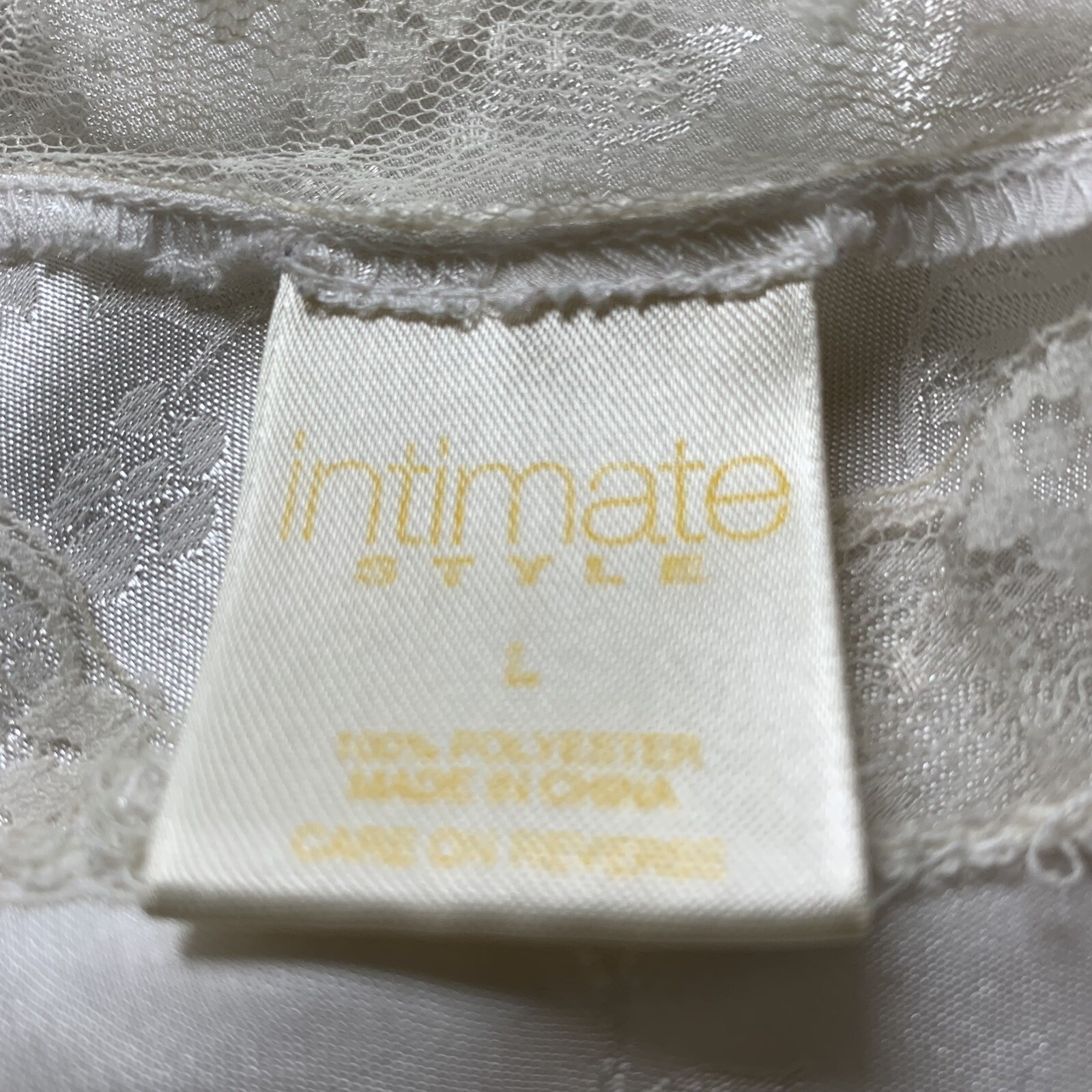 VTG Intimate Style Silky Satiny Nightgown White Floral Lace Maxi Large Y2K 90s