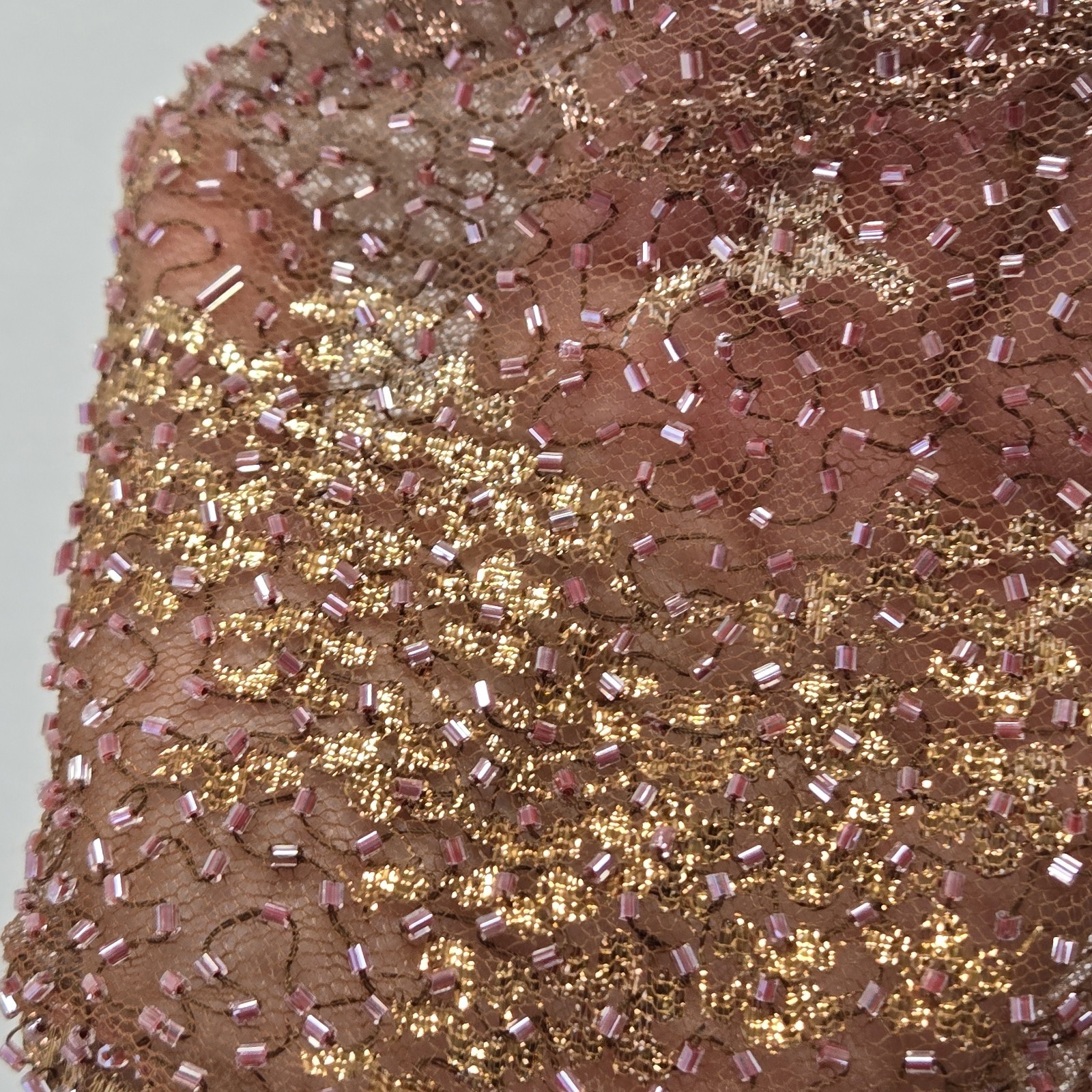 Vtg Beaded Sequin Crop Cardigan Sheer Bolero Shrug Ruffle Evening Jacket 10