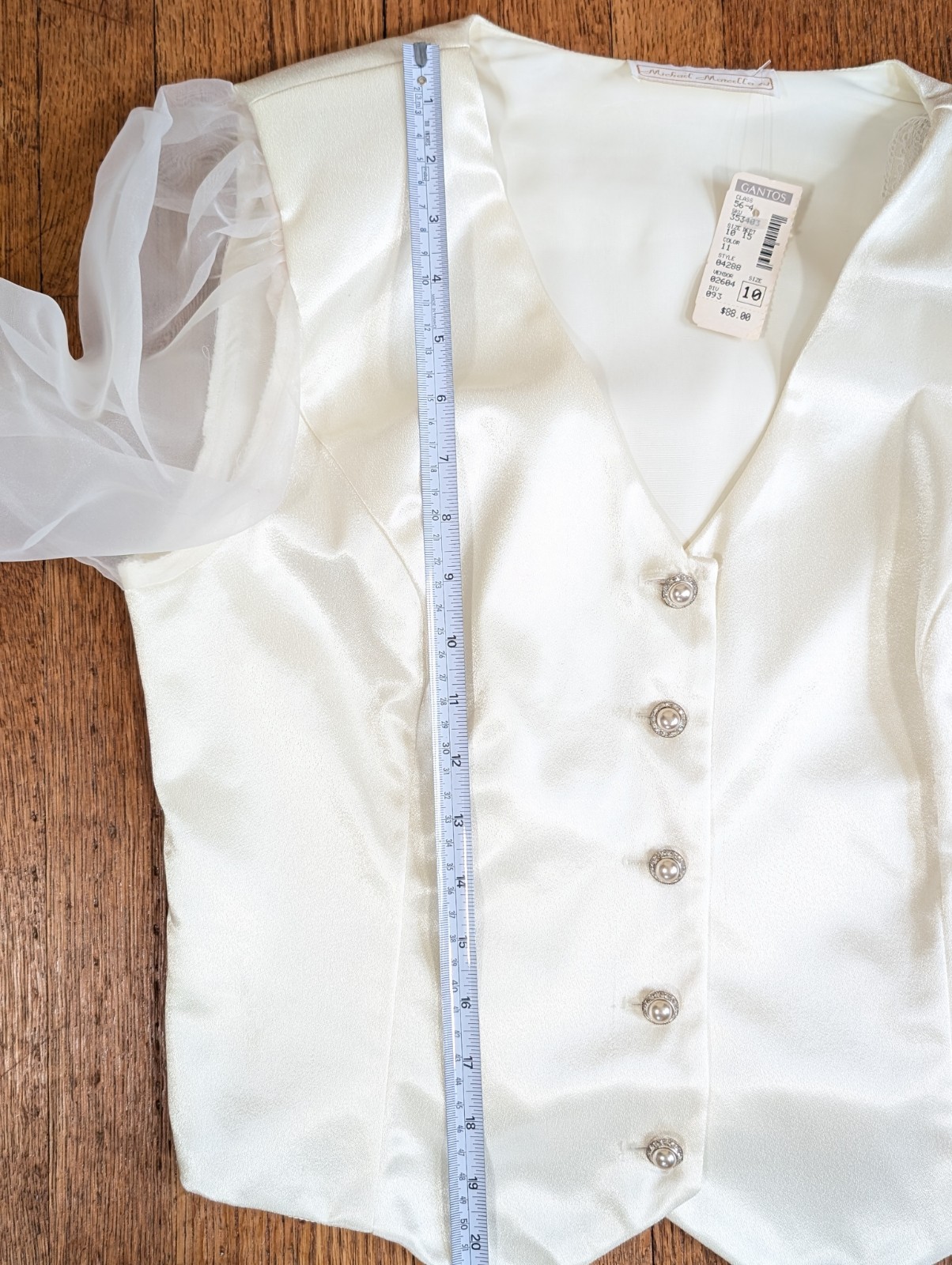 Vintage Michael Marcella Blouse Fitted W/ Sheer Sleeve Women’s Size 10 Victorian