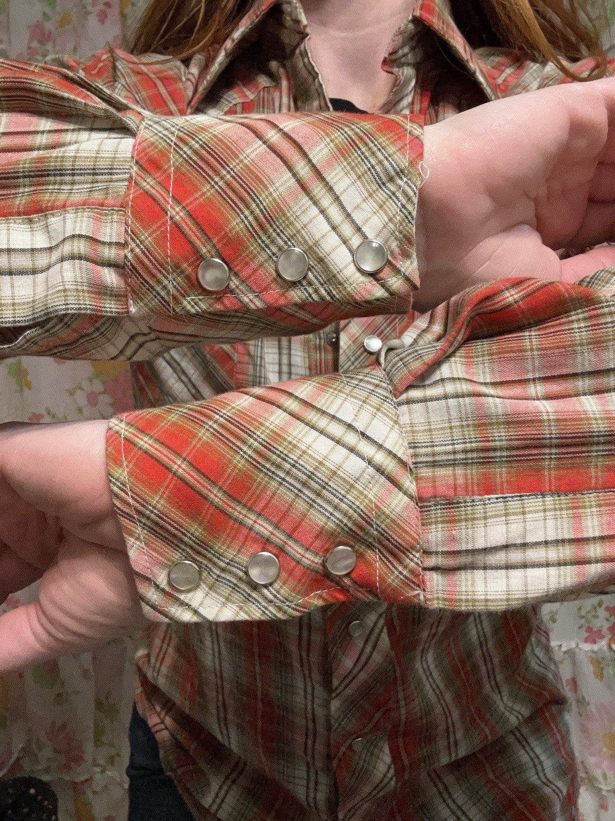 Vtg Retro Plaid Pearl Snap Country American Western Cowgirl Rockabilly Rodeo SM
