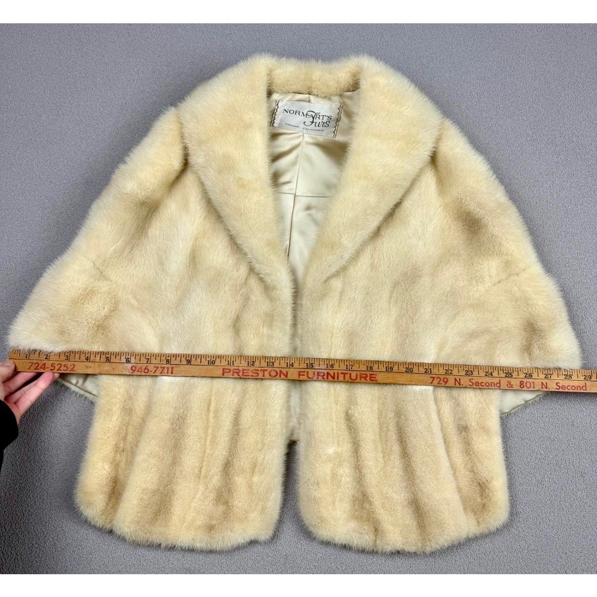 Vintage 50s 60s Ivory Mink Fur Stole Norman’s Furs Fresno Blonde Bridal Wrap EUC