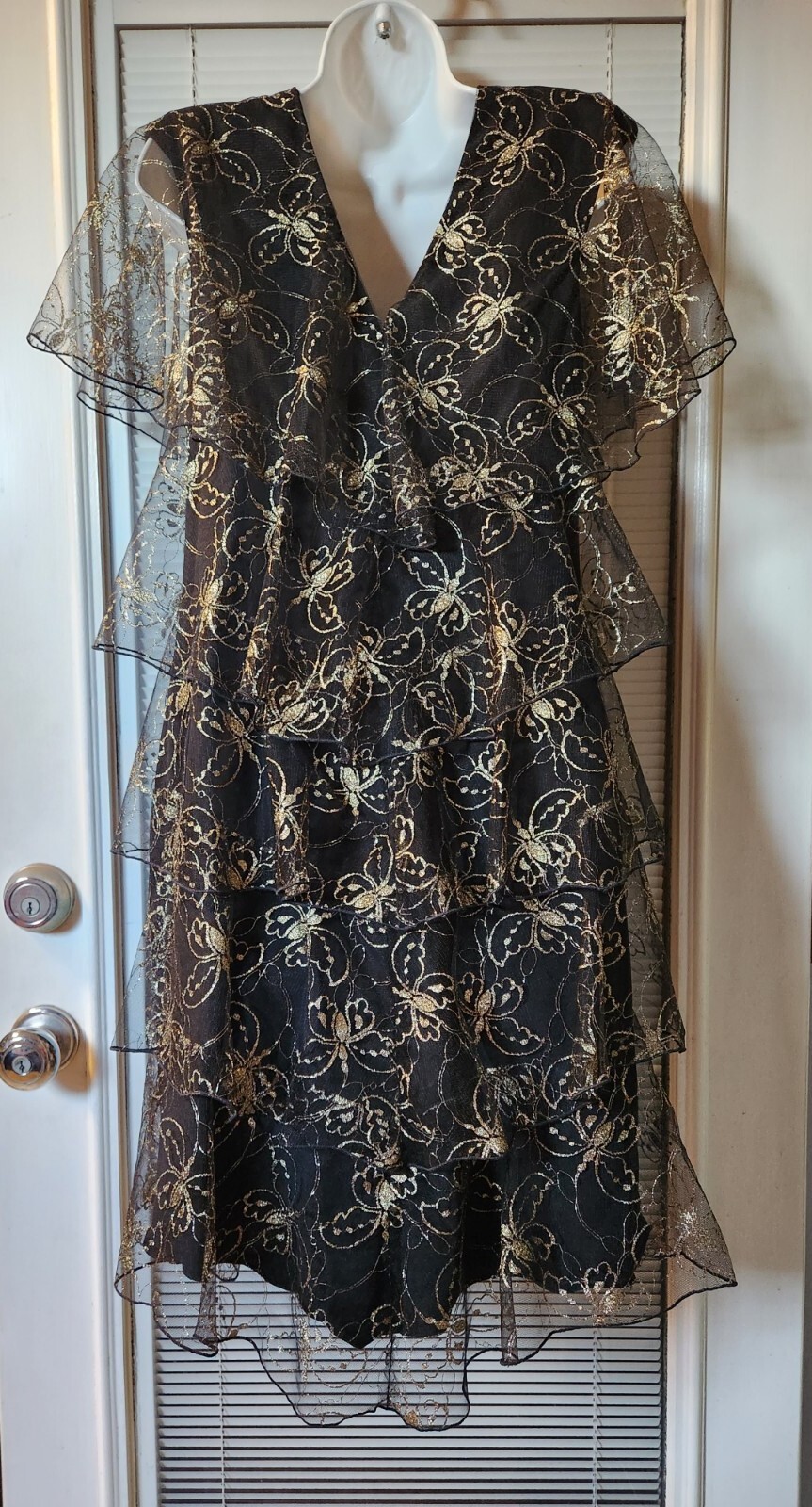 VINTAGE HOLLY HARP 80’S LACE TIERED DRESS M