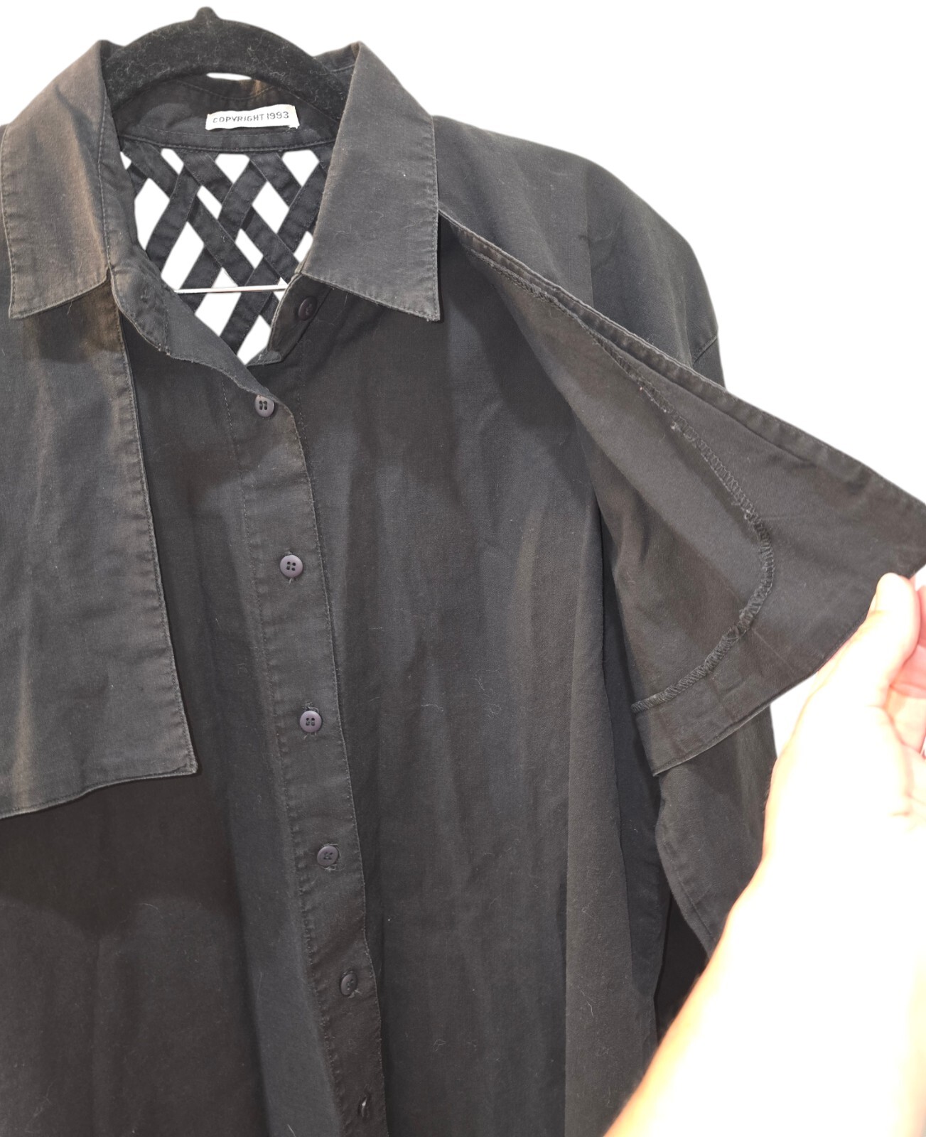 Vintage Western Shirt Womens Medium Lattice Back Cowgirl Front Flaps 90s