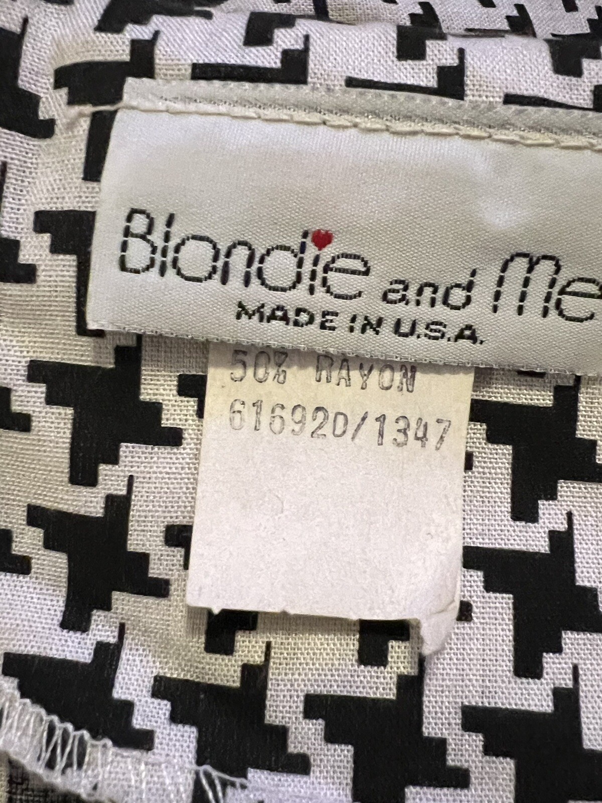Vintage Blondie and Me Houndstooth Dress 1980s Shoulder Pads Belt Size 3-4