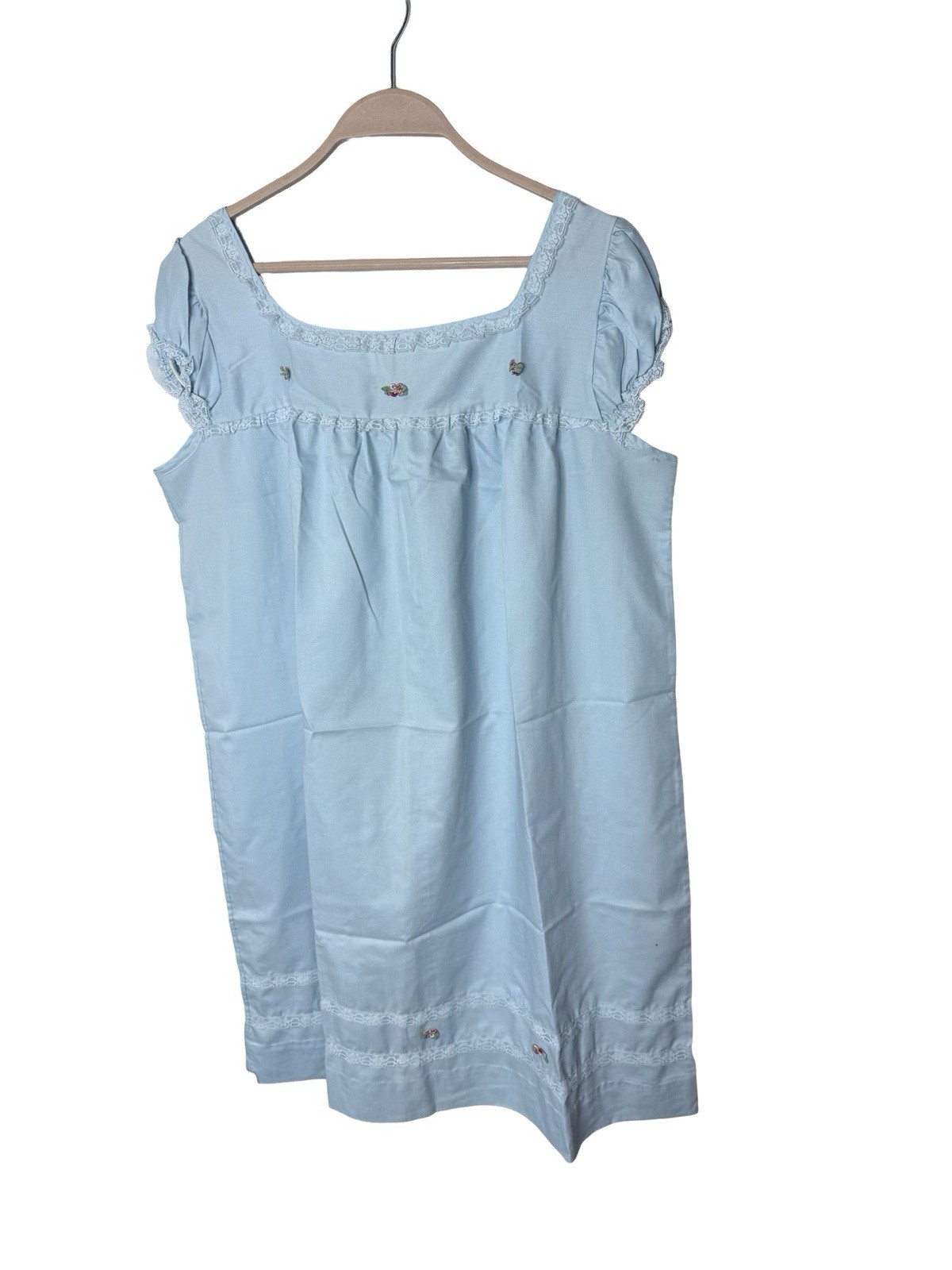 Vintage Katz Shift Blue sz 38 lace roses cap sleeves