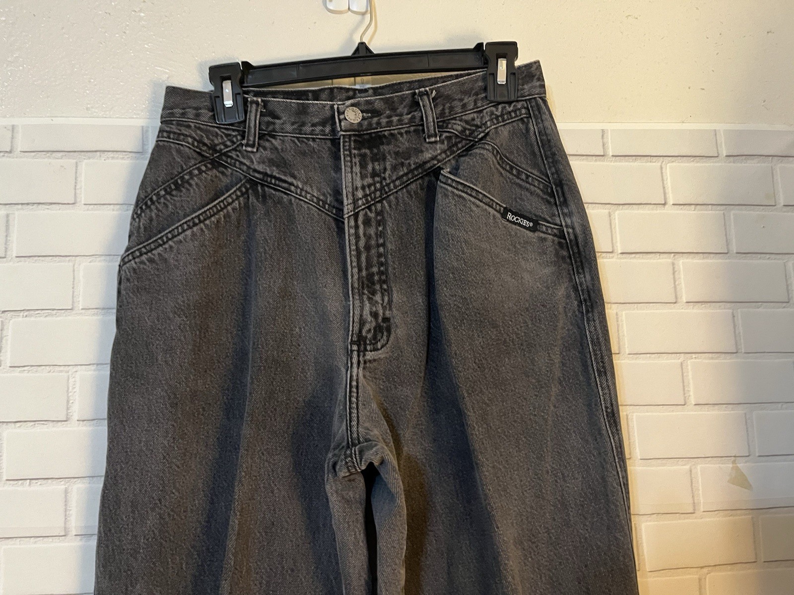 Rocky Mountain Jeans Rockies Black Western Mom Jeans Sz 33/15 Inseam 32” Rise 12