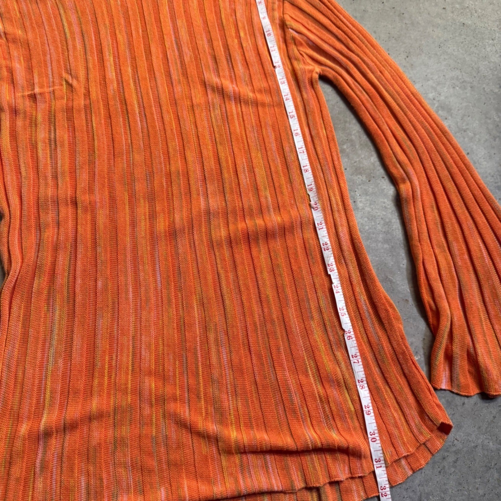 Zara Women’s Orange Ribbed Knit Bell Sleeve Sweater Sz S 70’s Retro Y2k Hippie