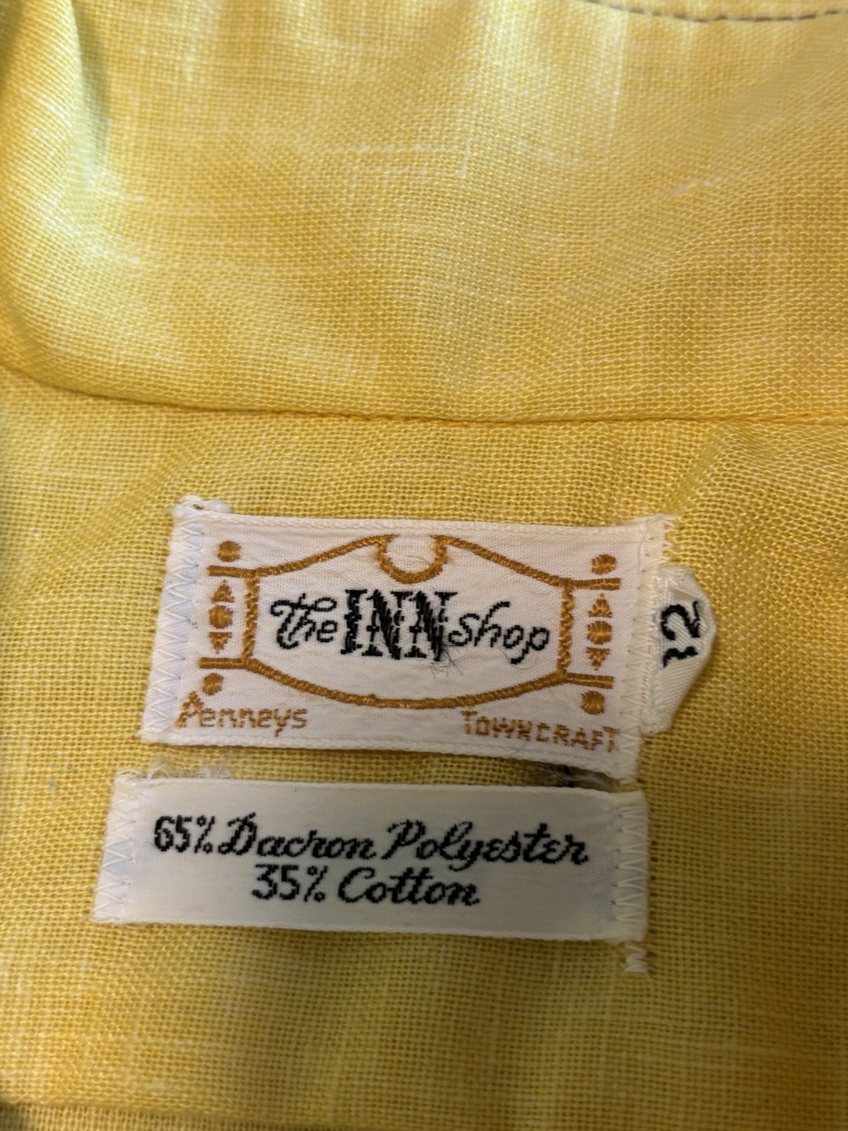 VTG 70s JCPenney Towncraft Yellow Western Shirt Butterfly Embroidered S/M