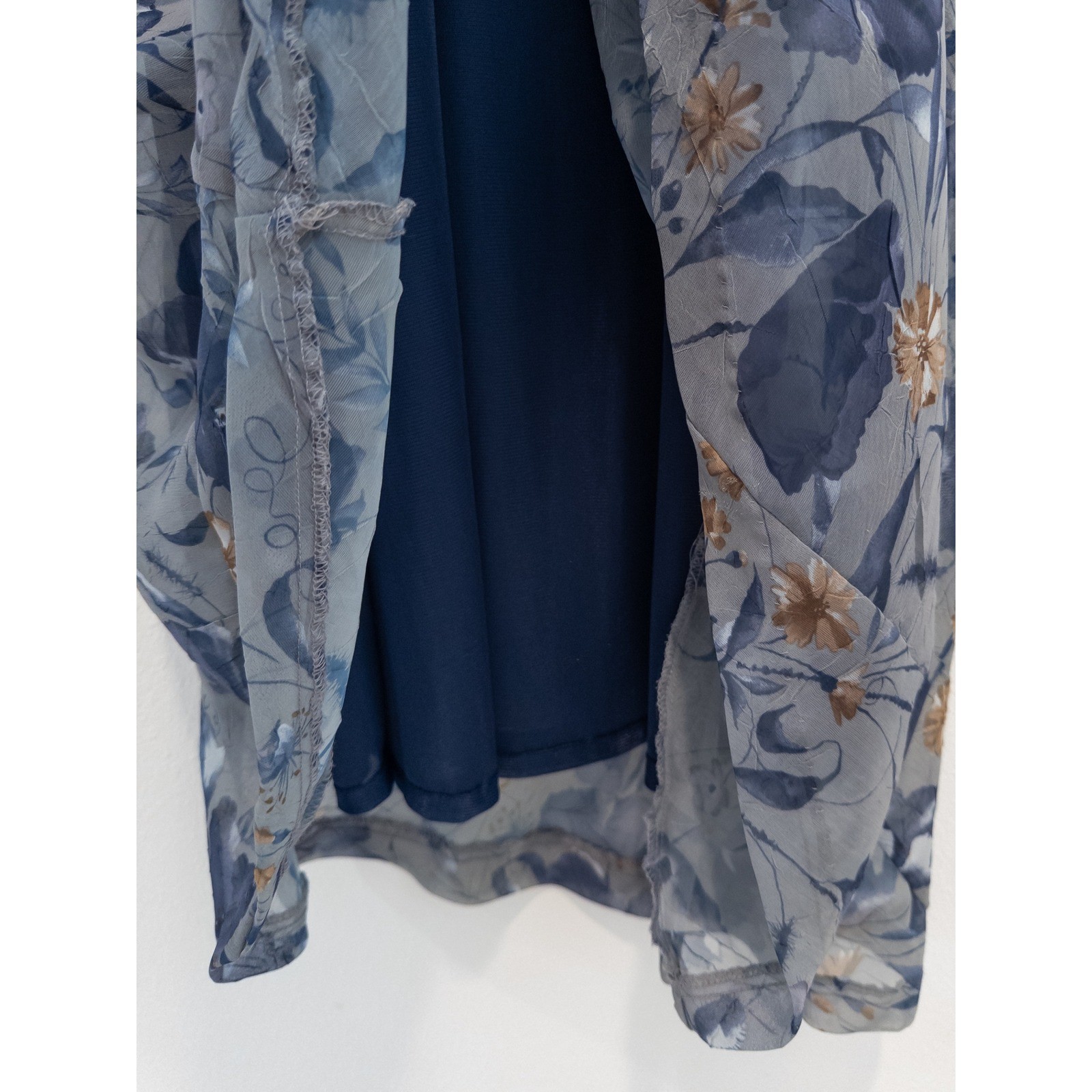 Vintage 90s Tracy Richards Dress Womens 18WP Gray Floral Chiffon Garden Party