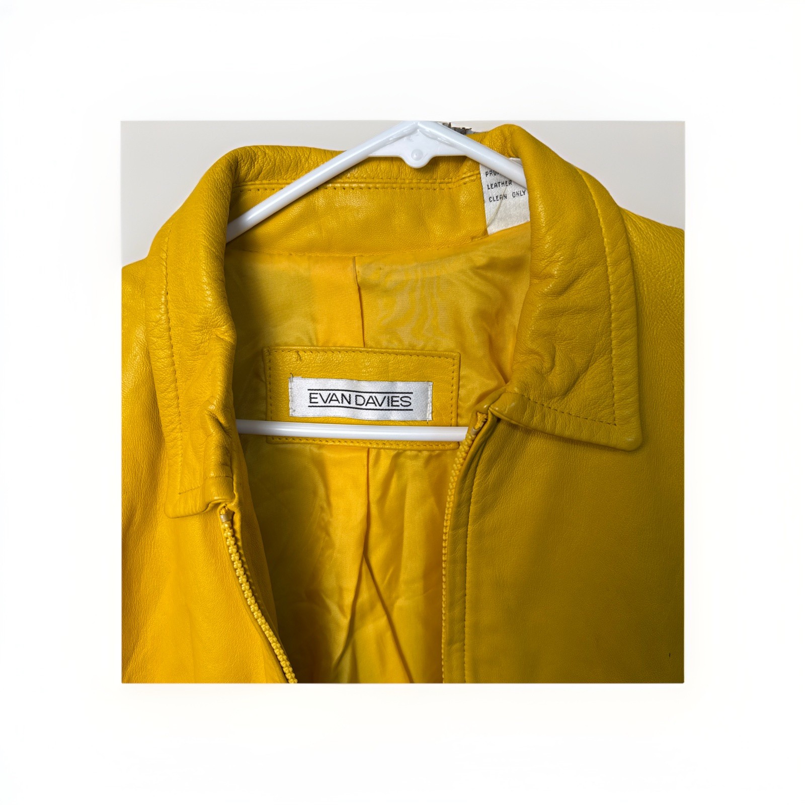 Yellow Lamb Nappa Leather Jacket Evan Davies 6 1980’s Vintage Pre-Owned Pockets