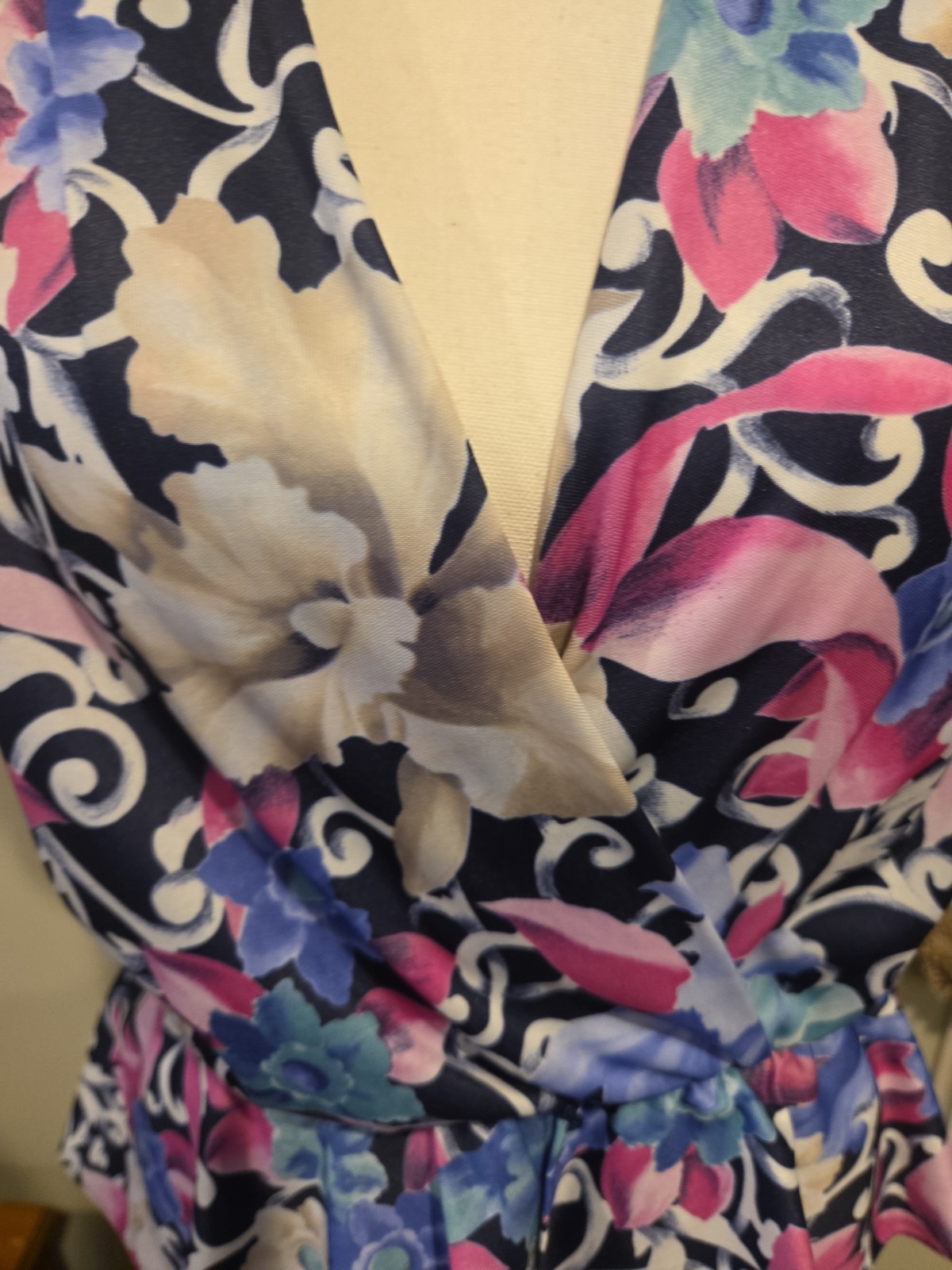 Jenny Petites Vintage floral Pop art Dress Blue Floral Puss Sleeve Pencil Skirt
