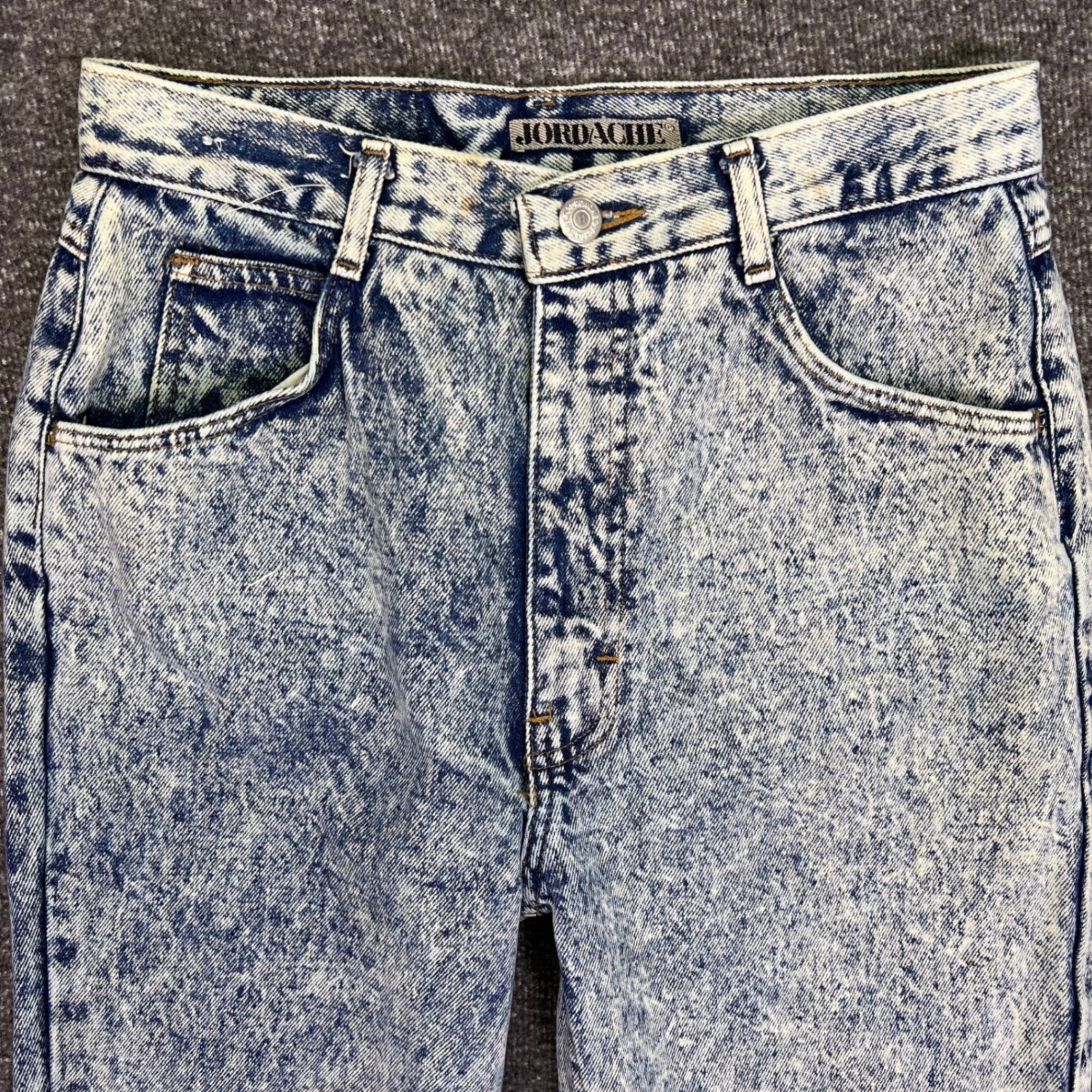 VTG 80s Jordache Jeans Womens 27×27 Acid Wash High Rise Ankle Zip Bows Western