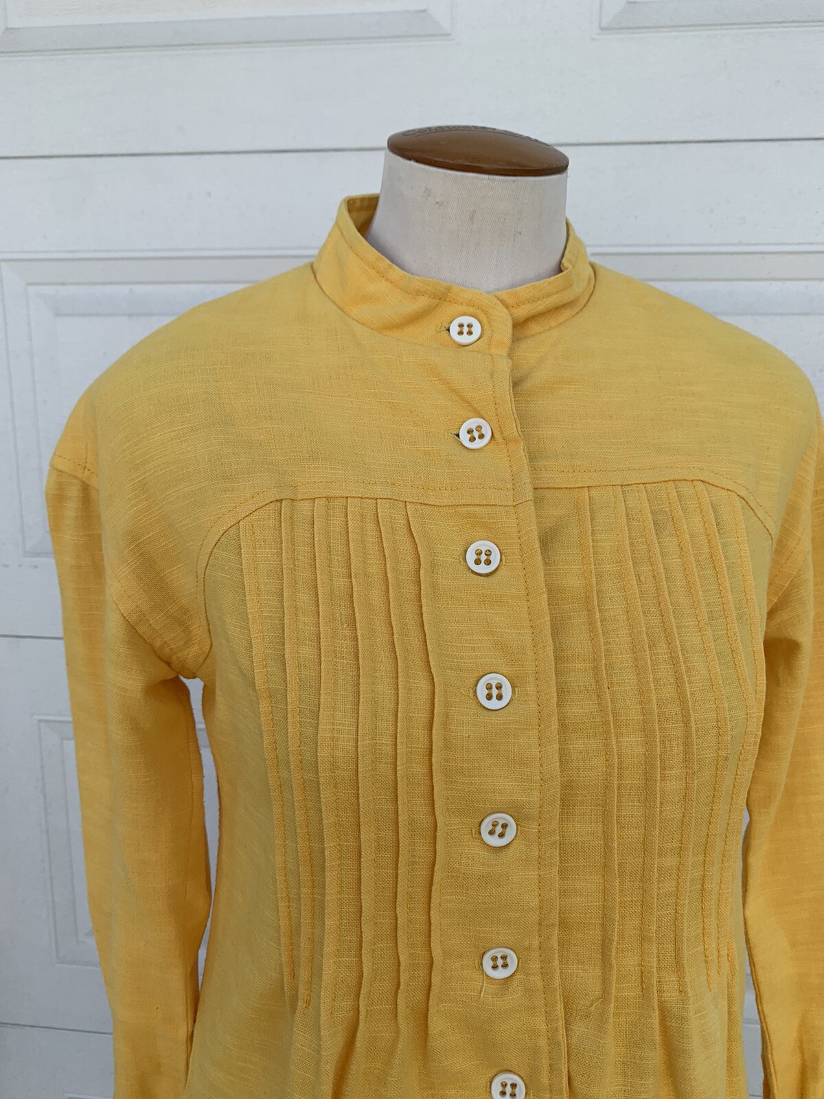 Vintage 60’s 70s S. HOWARD HIRSCH Pintuck Sunflower Yellow Utility Dress XS/S