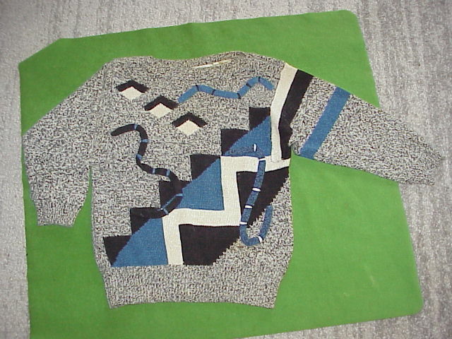 VTG 80s L’EAU VIVE Sweater 3D Work of Abstract Art Ramie Angora Blend sz S/Small