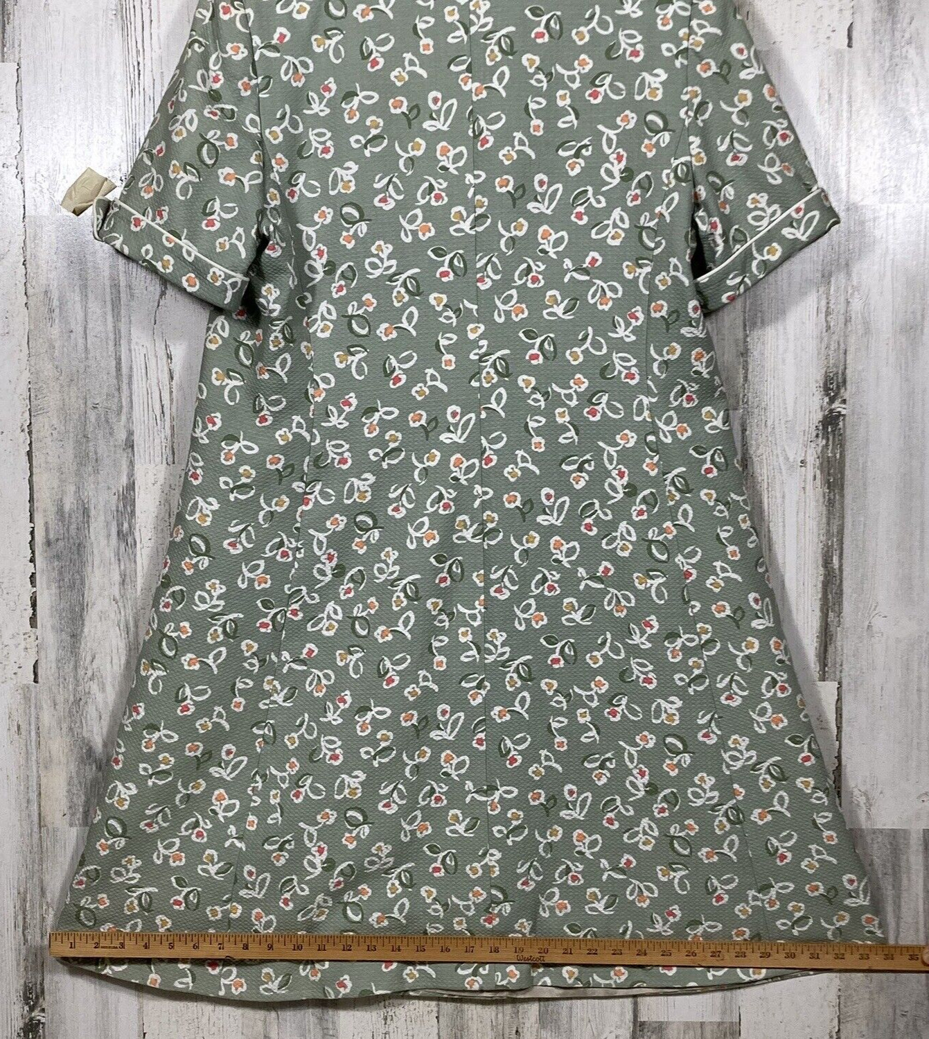 William Pearson Shift House Dress Woman XL Green Orange White Knee Length