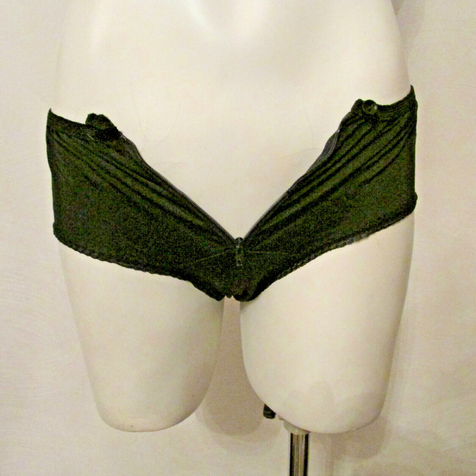 50’s Black Semi Sheer Silky Nylon Zipper Button Closure Bikini Panty S USA made
