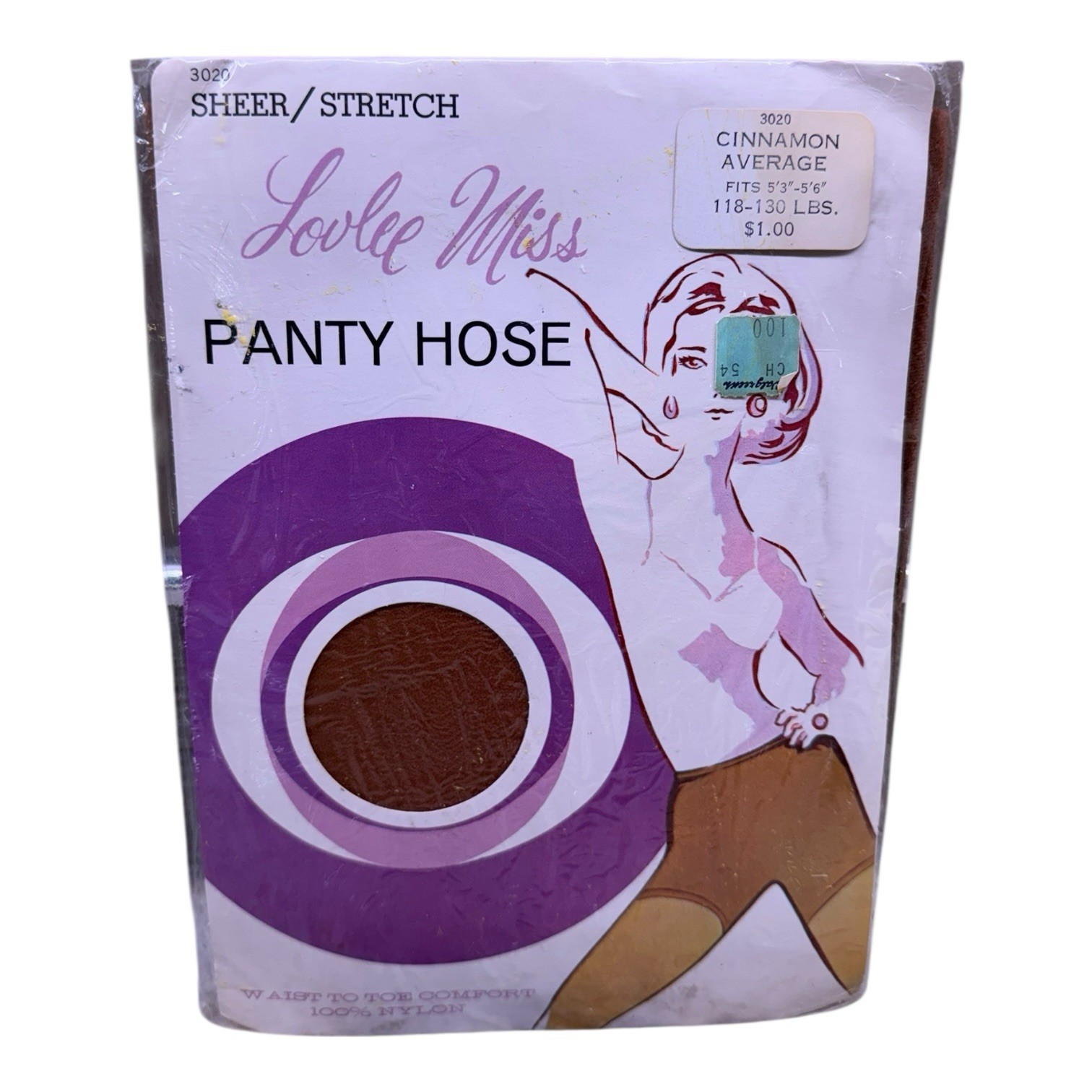 Vintage Lovlee Miss Sheer Stretch Pantyhose Cinnamon Average