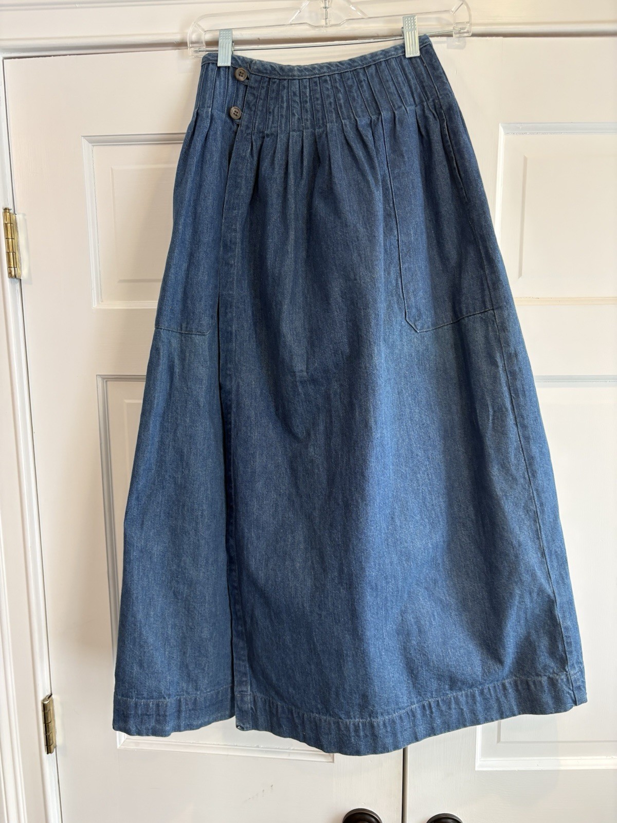 VINTAGE 1985 Ralph Lauren Denim Wrap A-Line Maxi Skirt Sz 4 USA