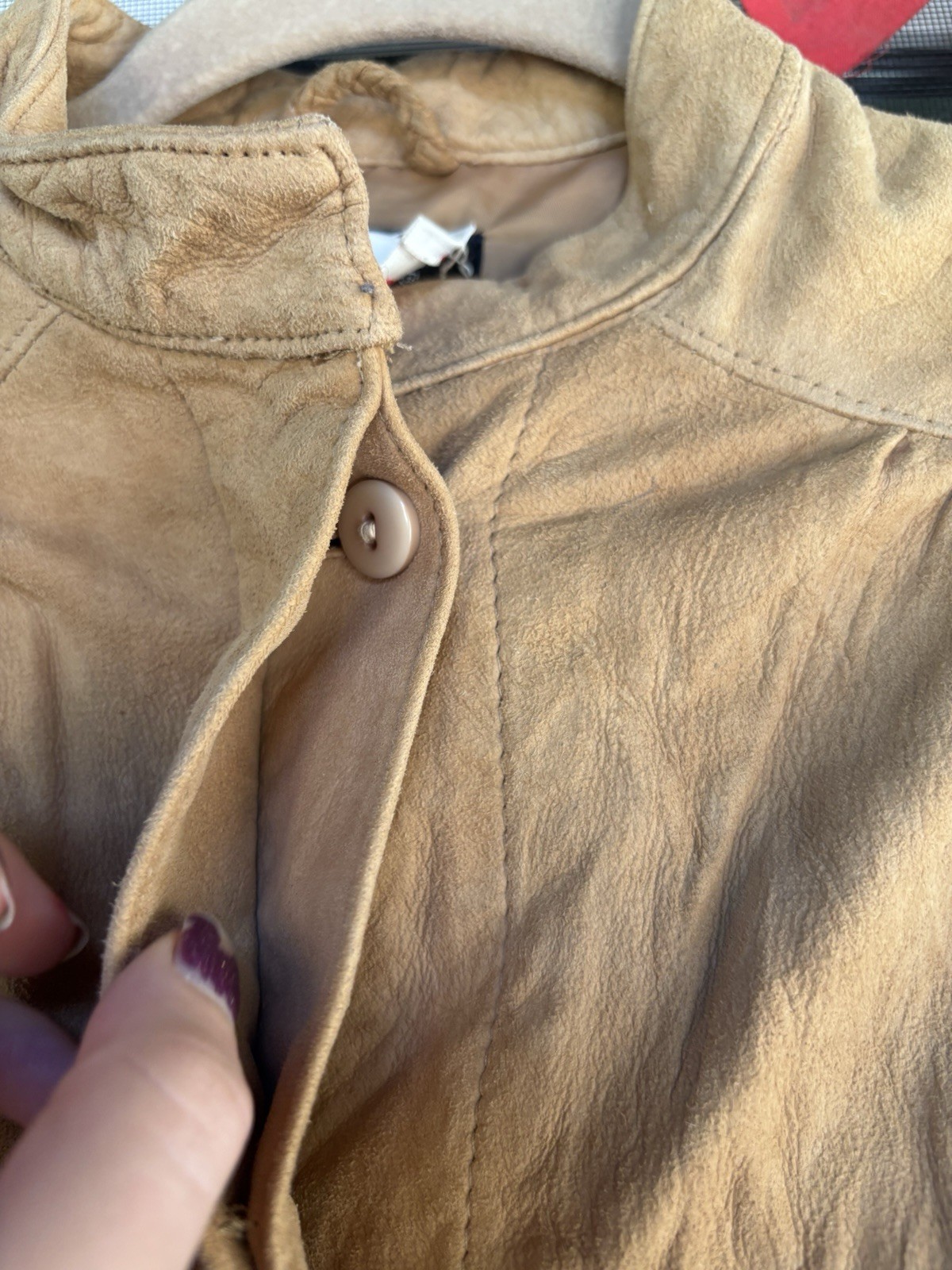 Vintage Leather Jacket Soft Tan Rafael Women’s Size 6 Button Up Pockets Lined