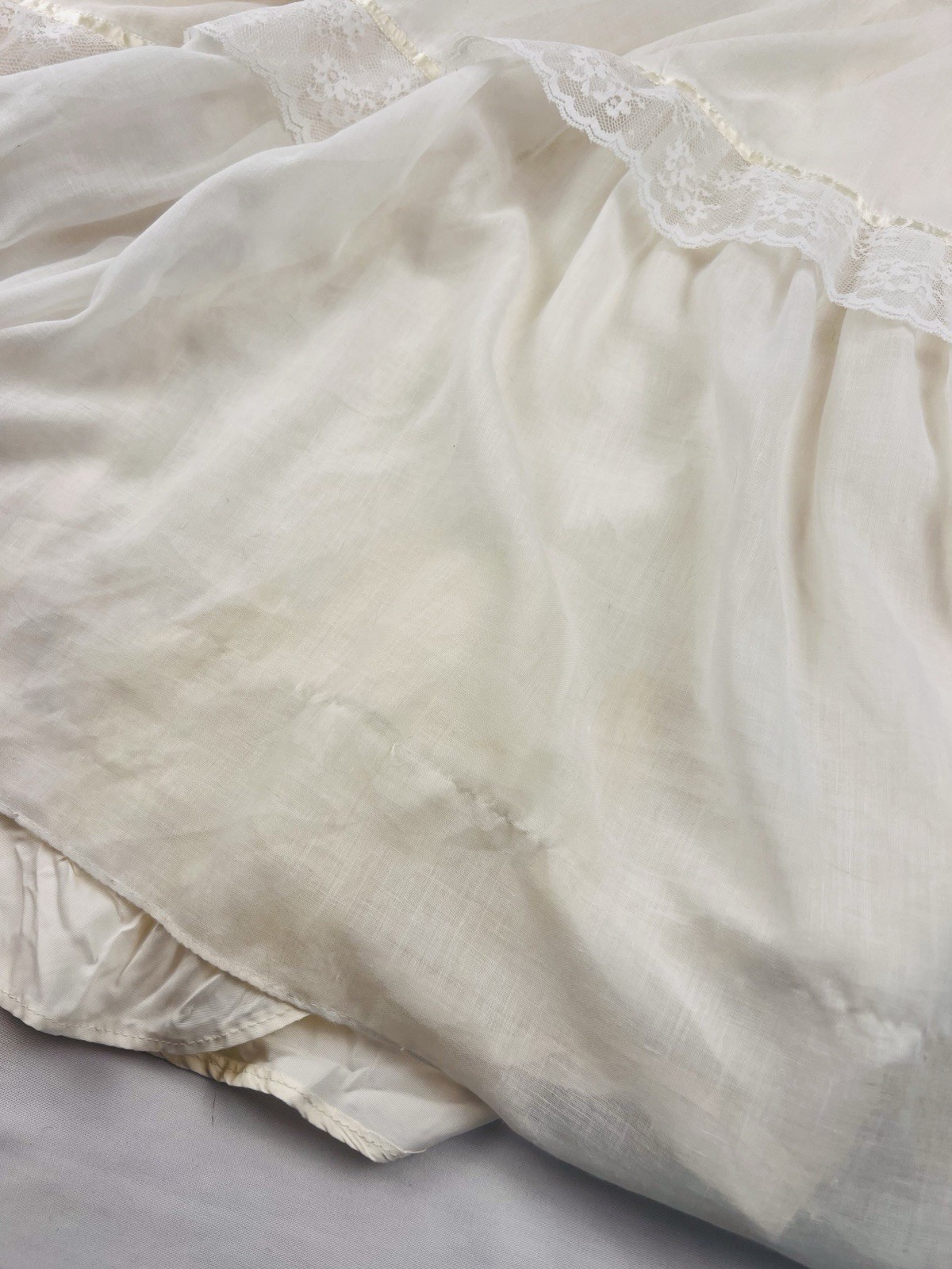 VTG 70s Candi Jones California Dress Ivory Prairie Lace Maxi Boho Cottagecore 11
