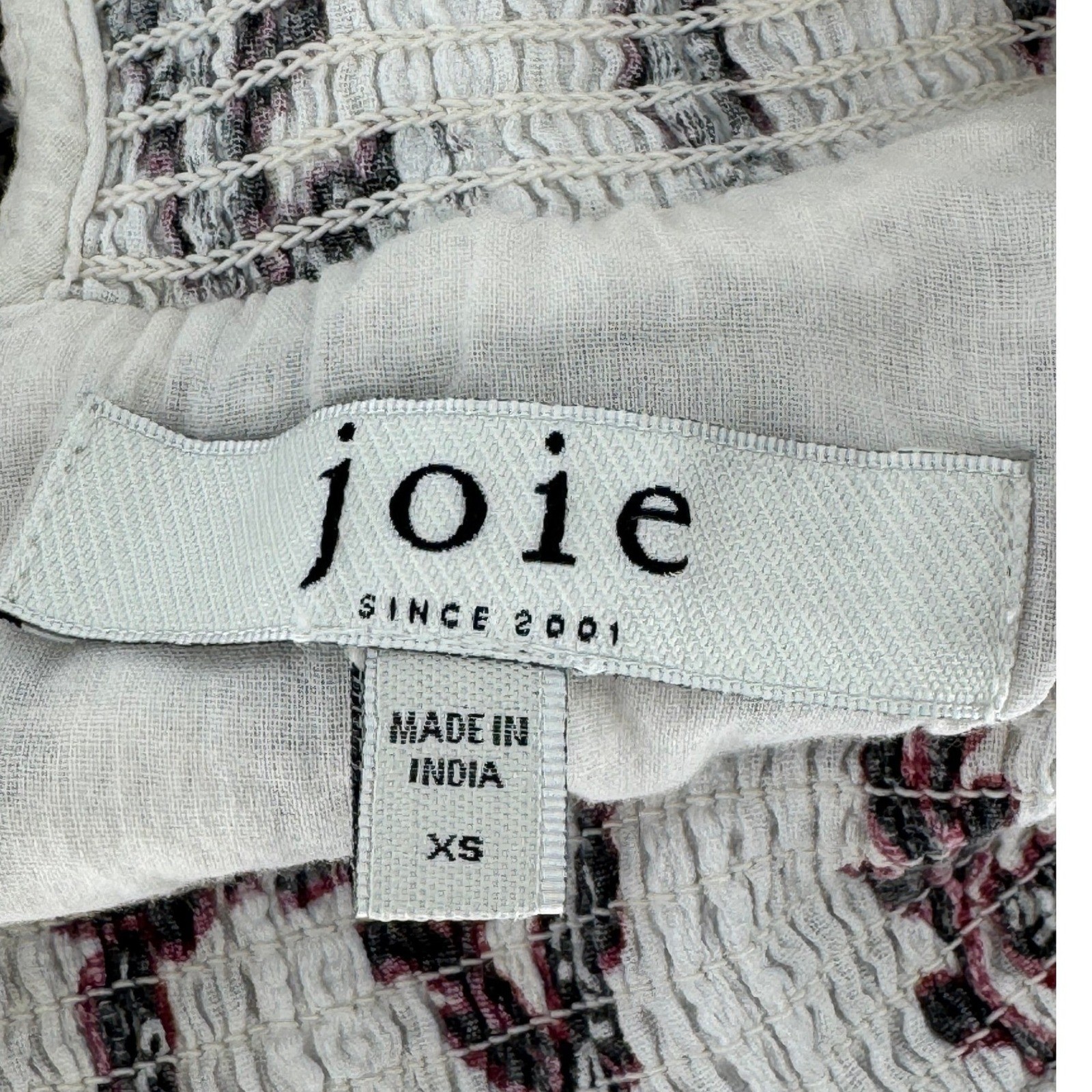 Joie Mika Floral Smocked Mock Neck Blouse XS Beige Rust Boho Cottagecore EUC