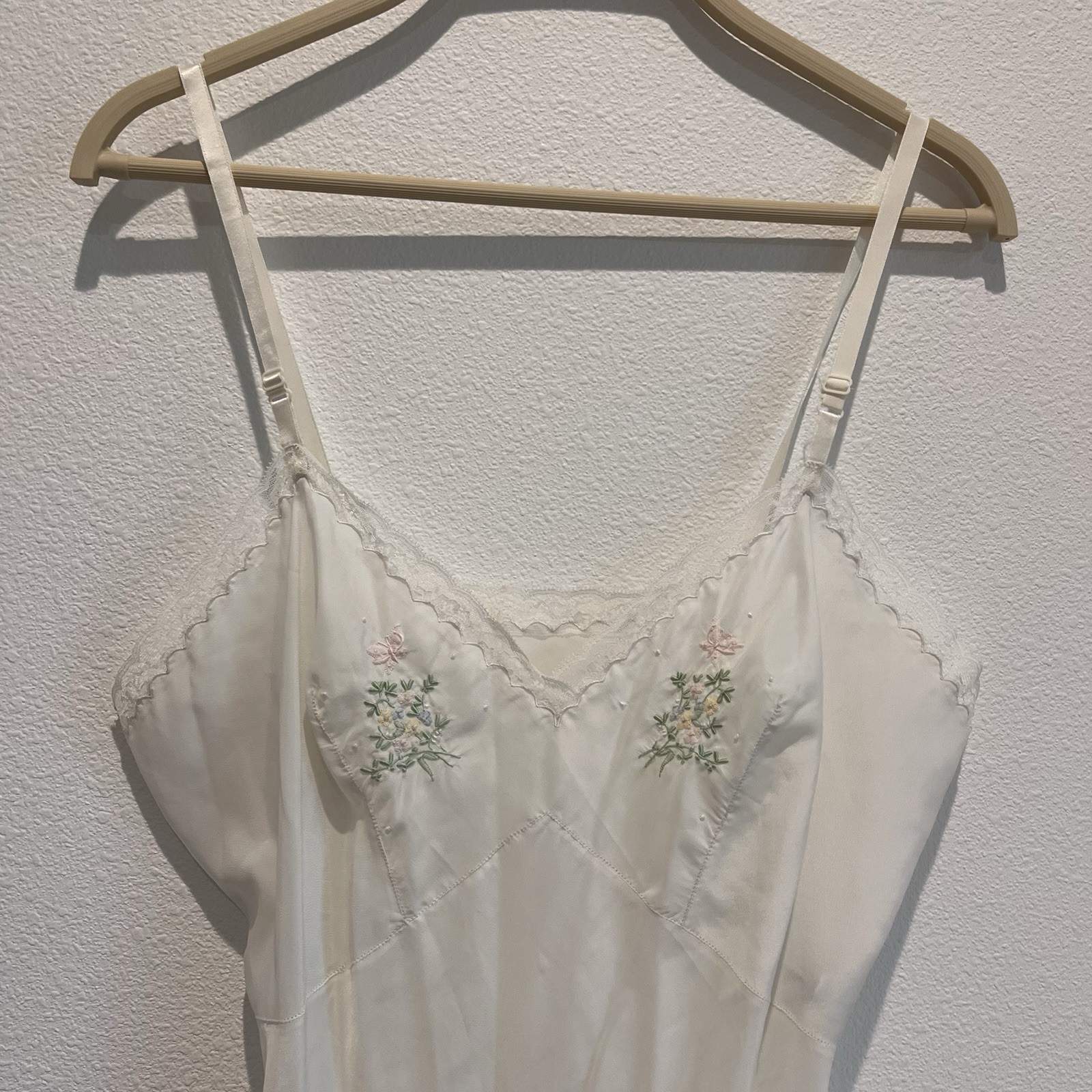 White Lace Lingerie Dainty Floral Vntg Chemise Wedding Night Corhan Noumair 36