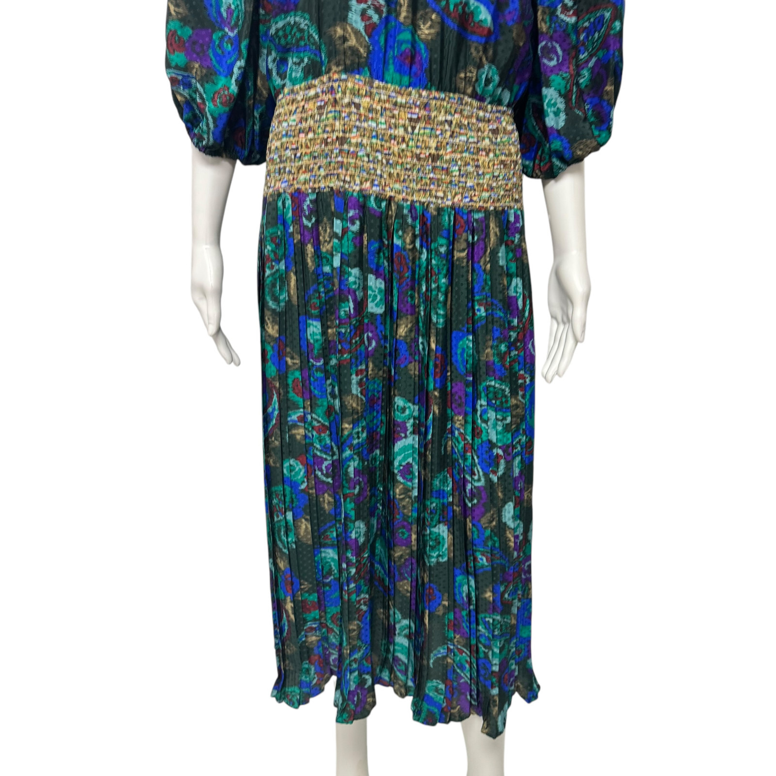 Vintage Assorti for Susan Freis women’s dress multicolor ballow sleeve size XS