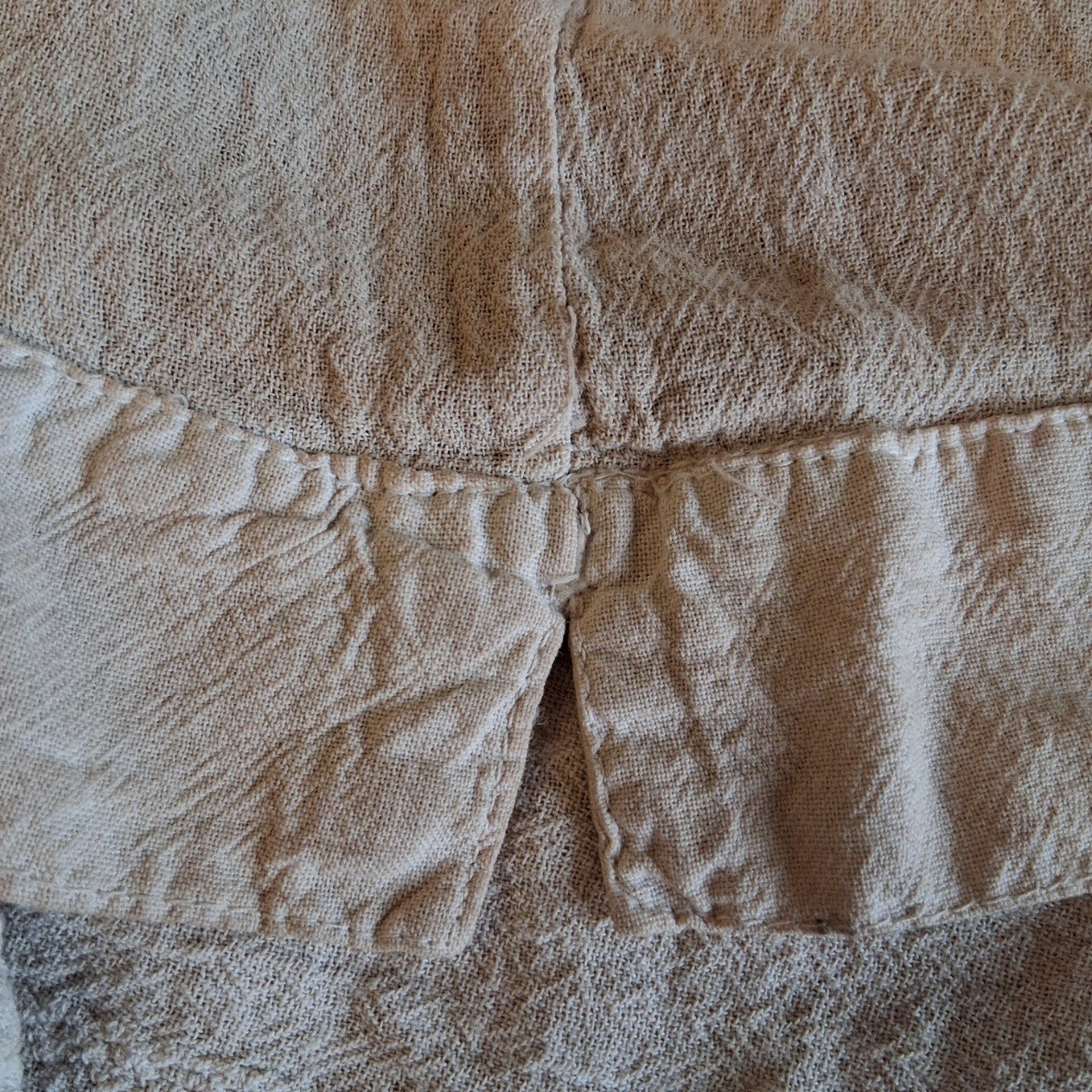 American SouthSIde Upcycled Coffee Stained Tunic Top 100% Cotton Embroidered EUC