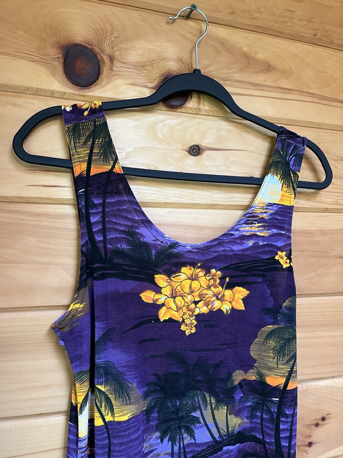 Vintage 90s Body Con Purple Beach Dress With Orange Accents Size L