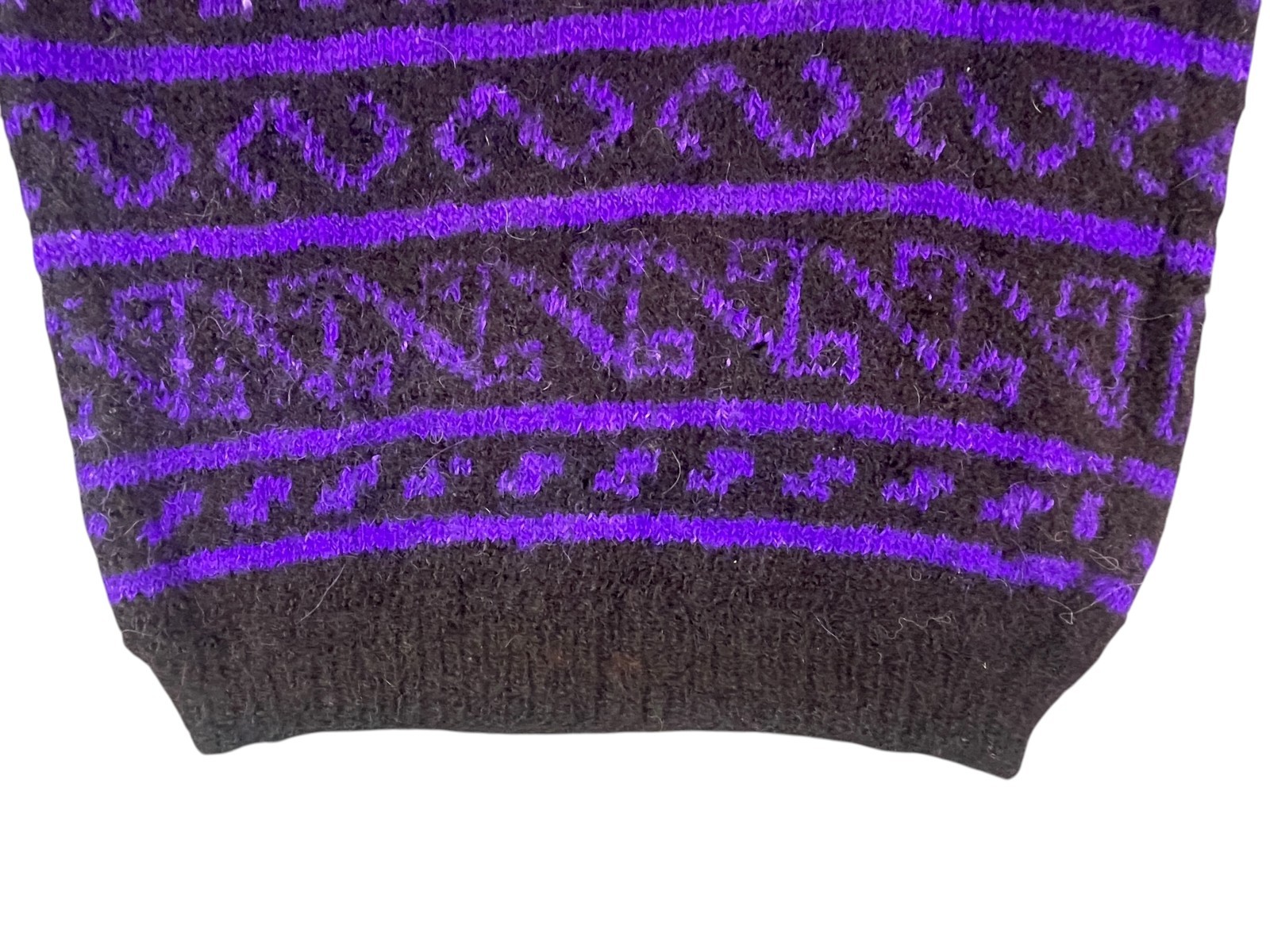 Vintage Andex Alpaca Sweater M Bolivia Handmade Geometric Knit Purple