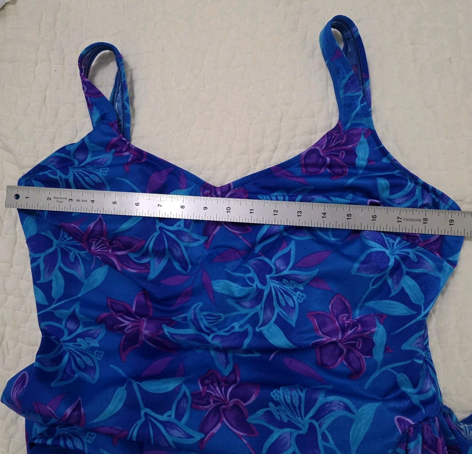 Maxine of Hollywood Womens Swimdress Swimsuit Blue Purple Sz 24W Vintage