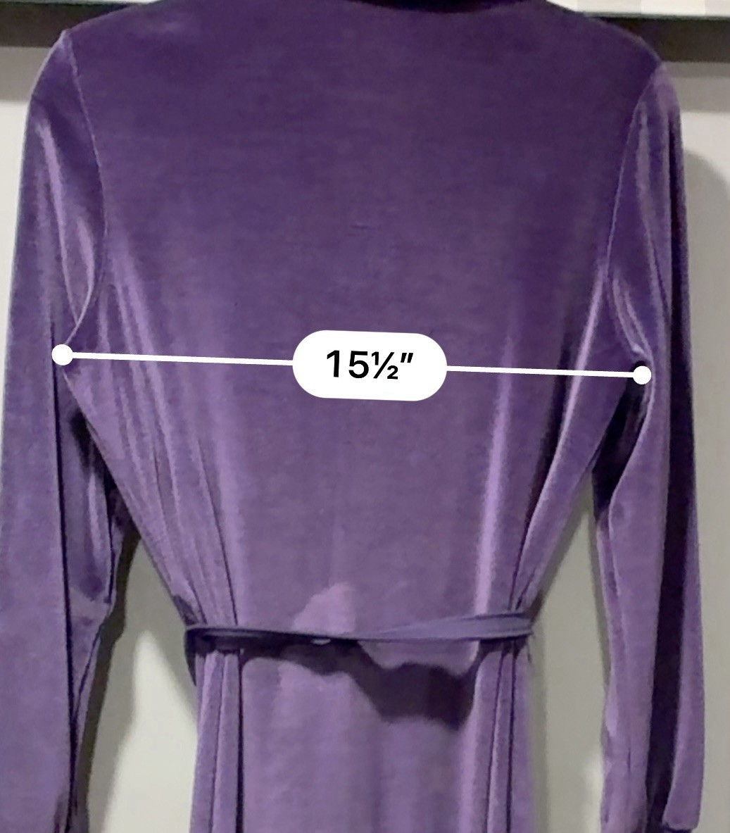 Vtg 70s Lilac Purple Velour Velvet Dress Long Sleeve Size M Midi